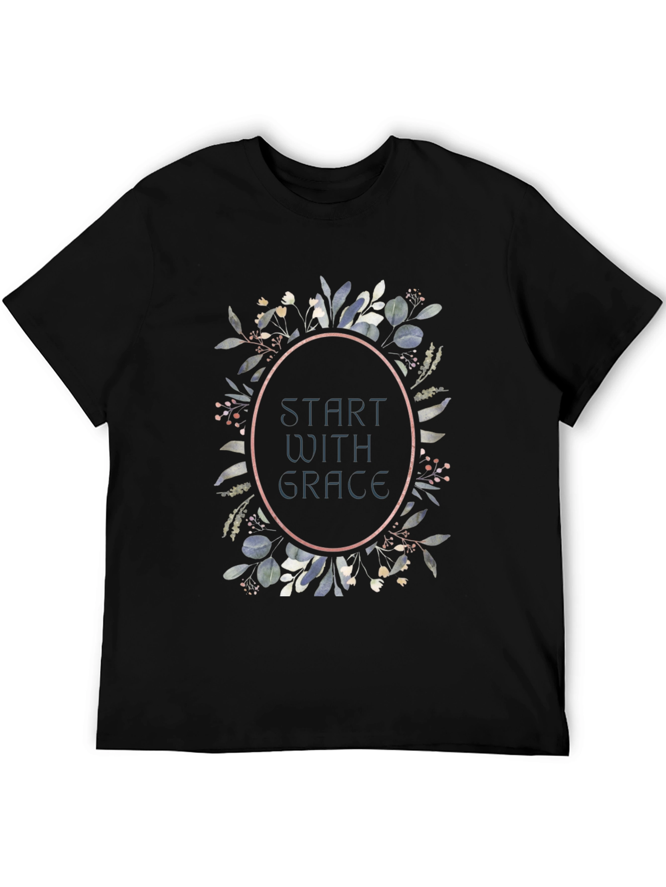 Start With Grace Floral Graphic T-Shirt - Black