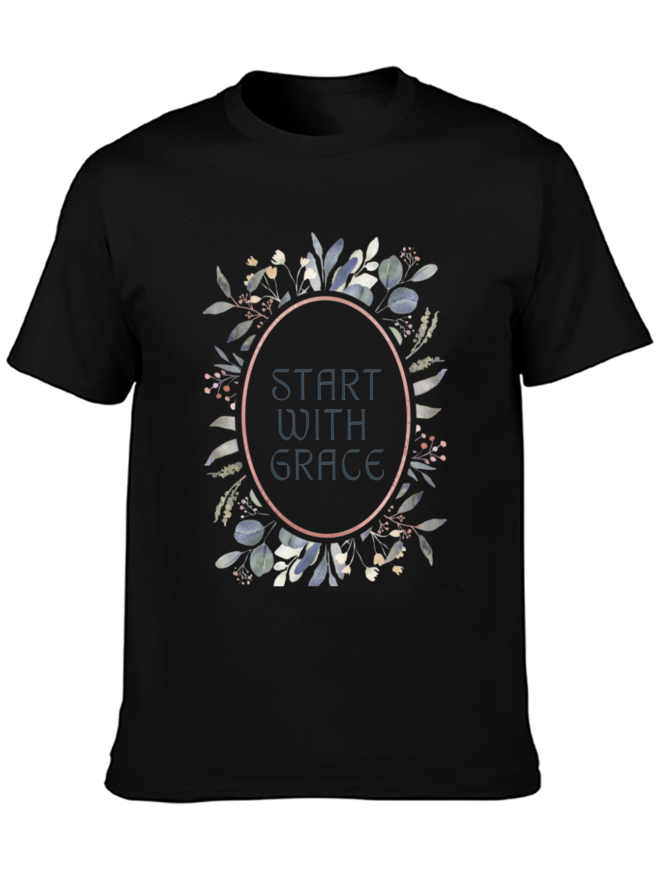 Start With Grace Floral Graphic T-Shirt - Black