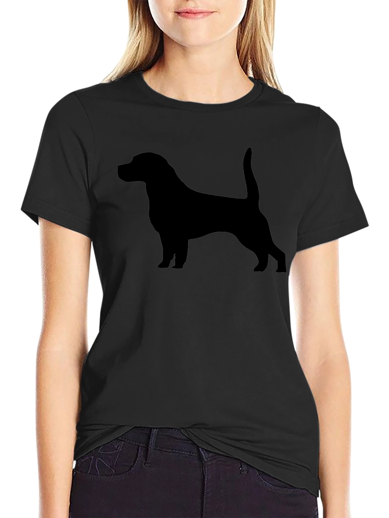 Mens Black T-Shirt - Dog Silhouette Graphic Tee