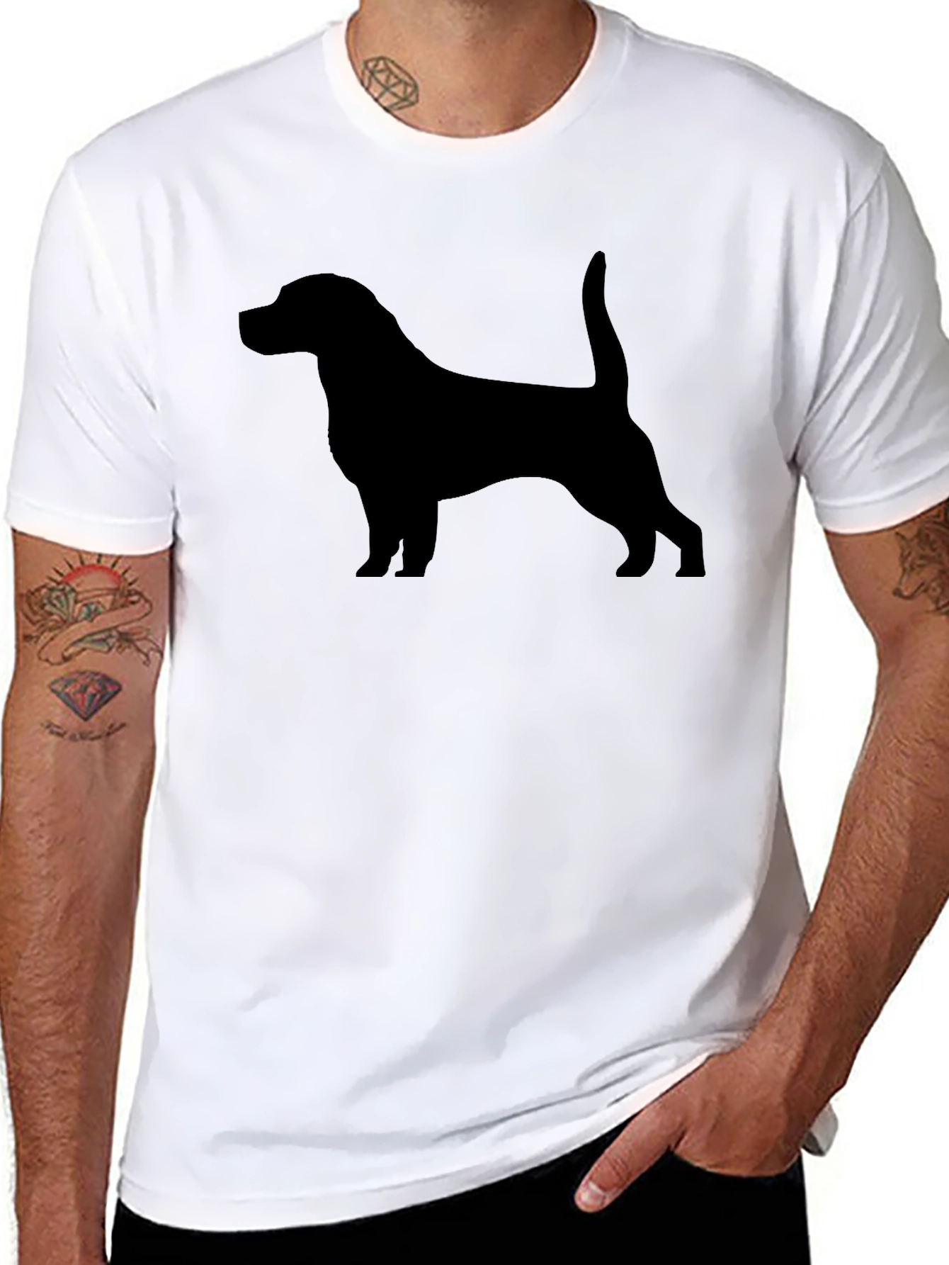 Mens Black T-Shirt - Dog Silhouette Graphic Tee