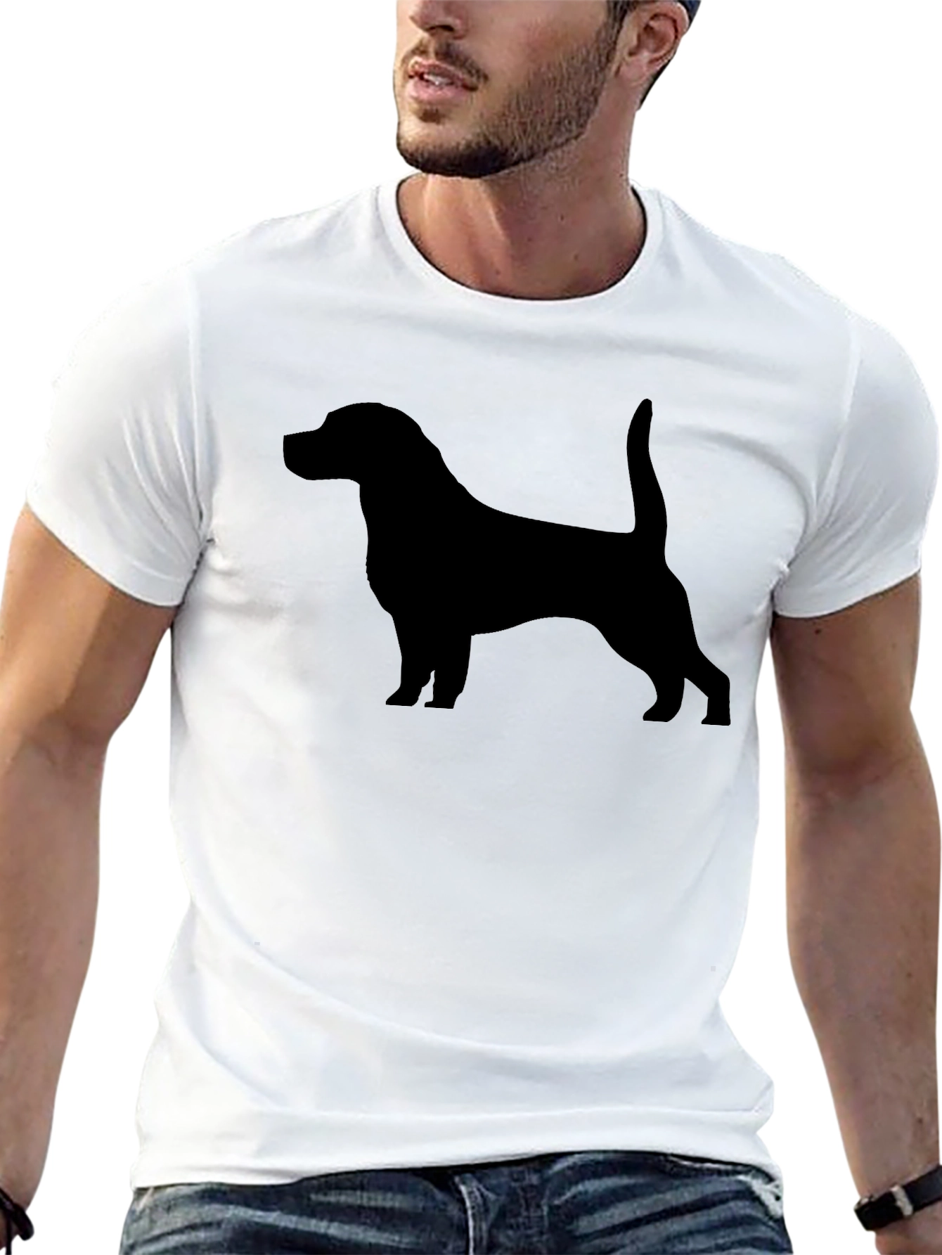 Mens Black T-Shirt - Dog Silhouette Graphic Tee