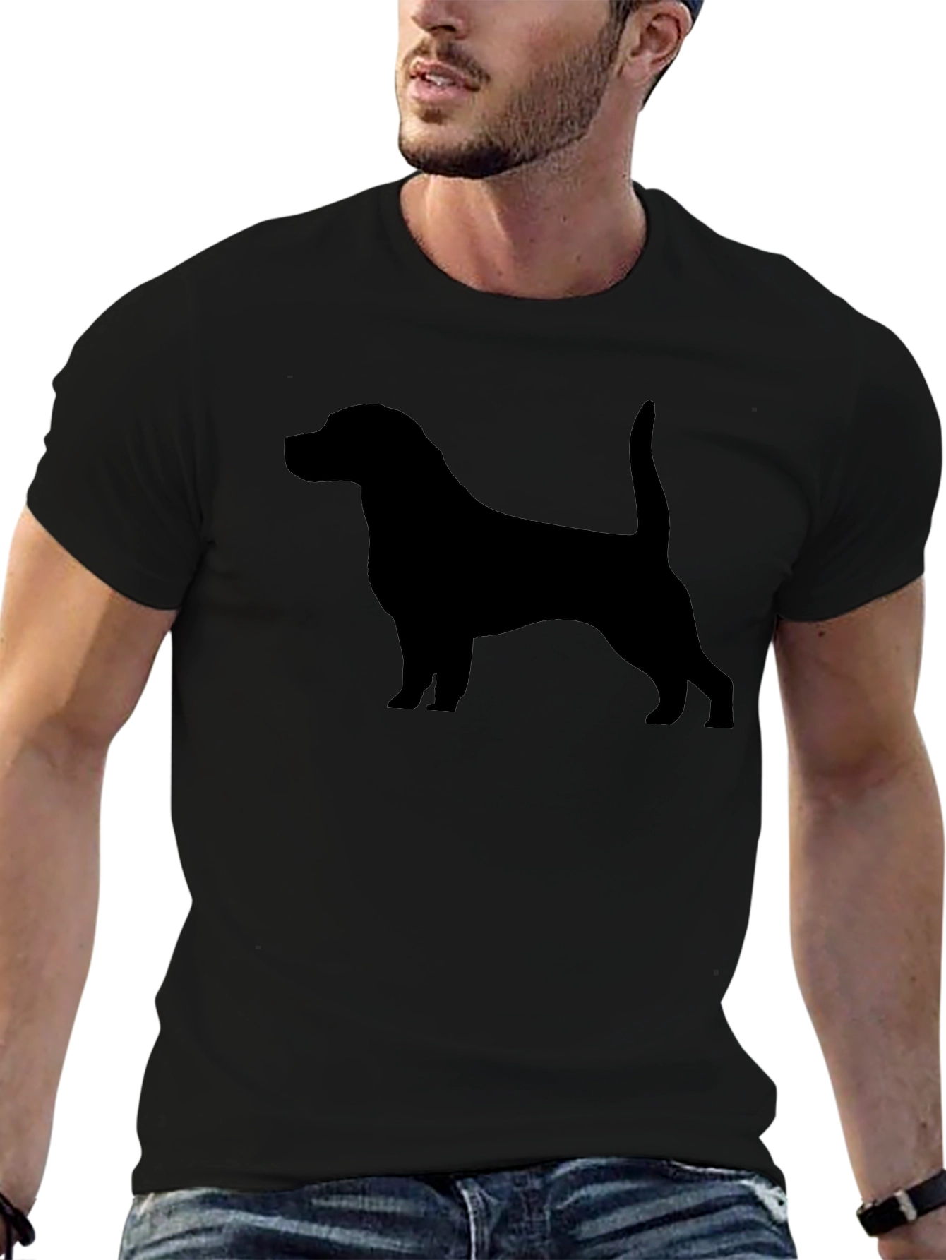Mens Black T-Shirt - Dog Silhouette Graphic Tee