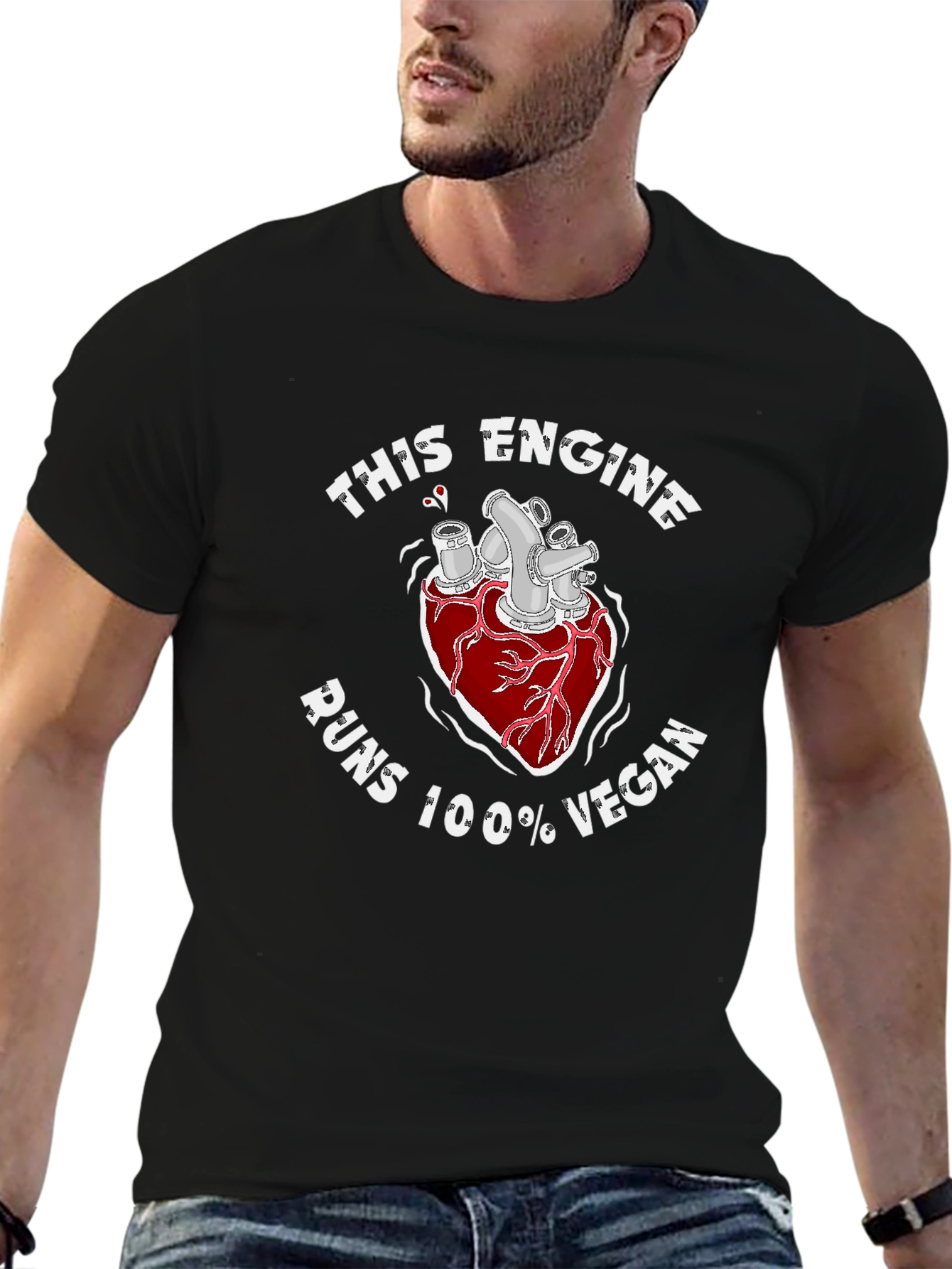 Vegan Engine T-Shirt - Unisex Black Tee