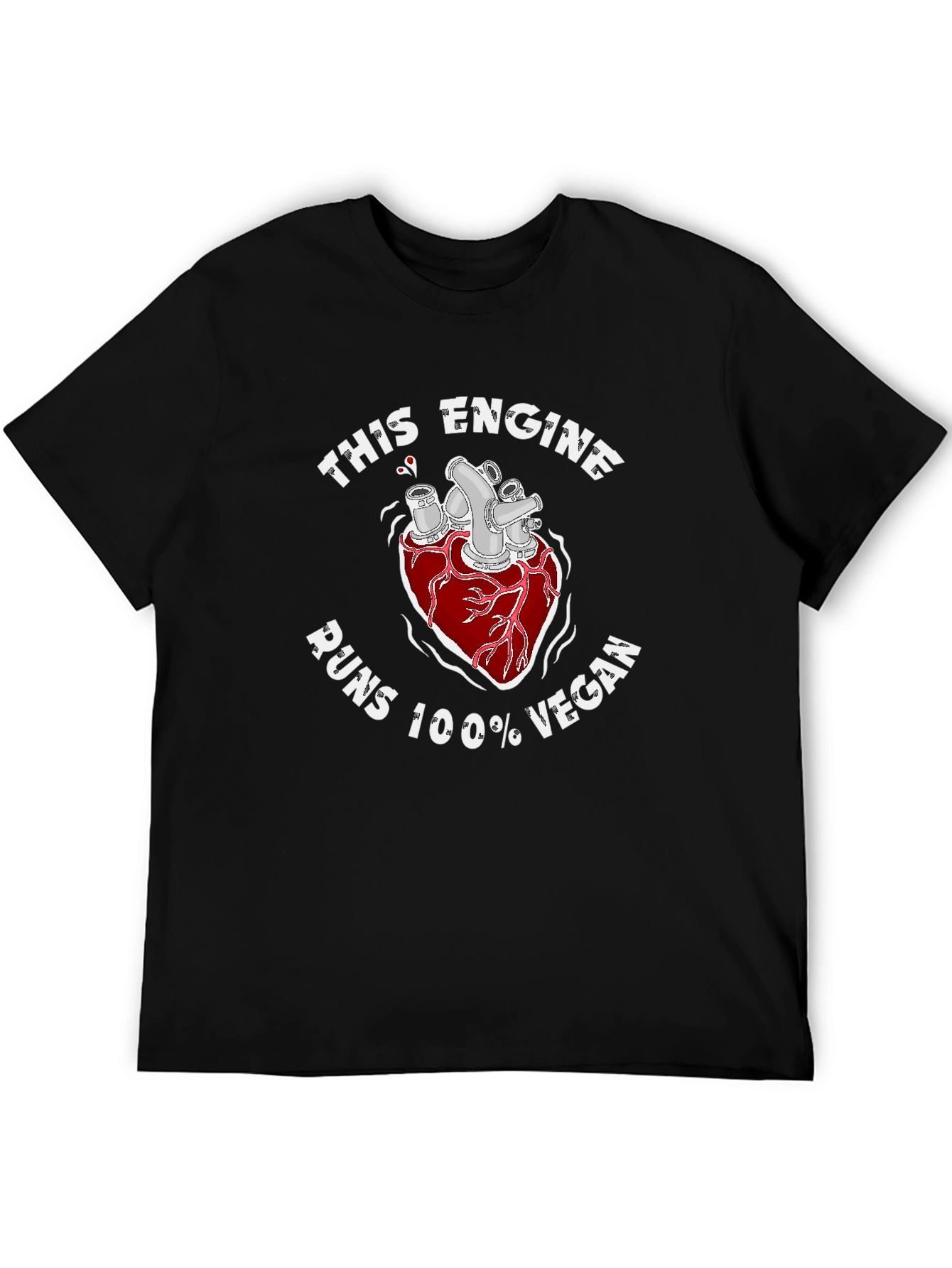 Vegan Engine T-Shirt - Unisex Black Tee