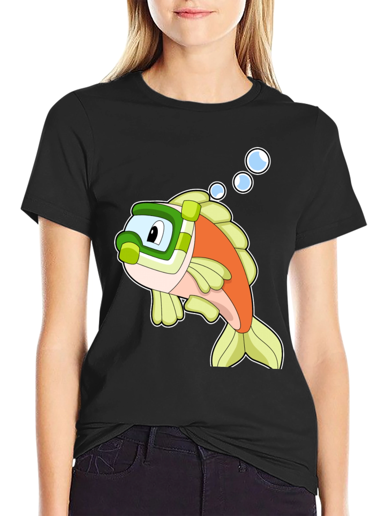 Cartoon Fish Snorkeling T-Shirt