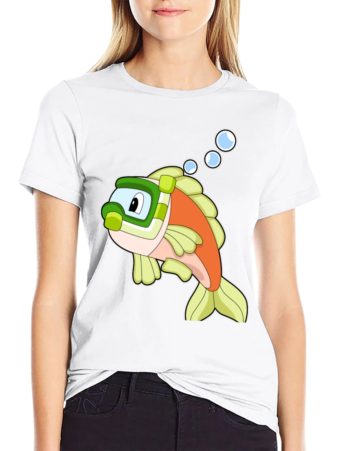 Cartoon Fish Snorkeling T-Shirt
