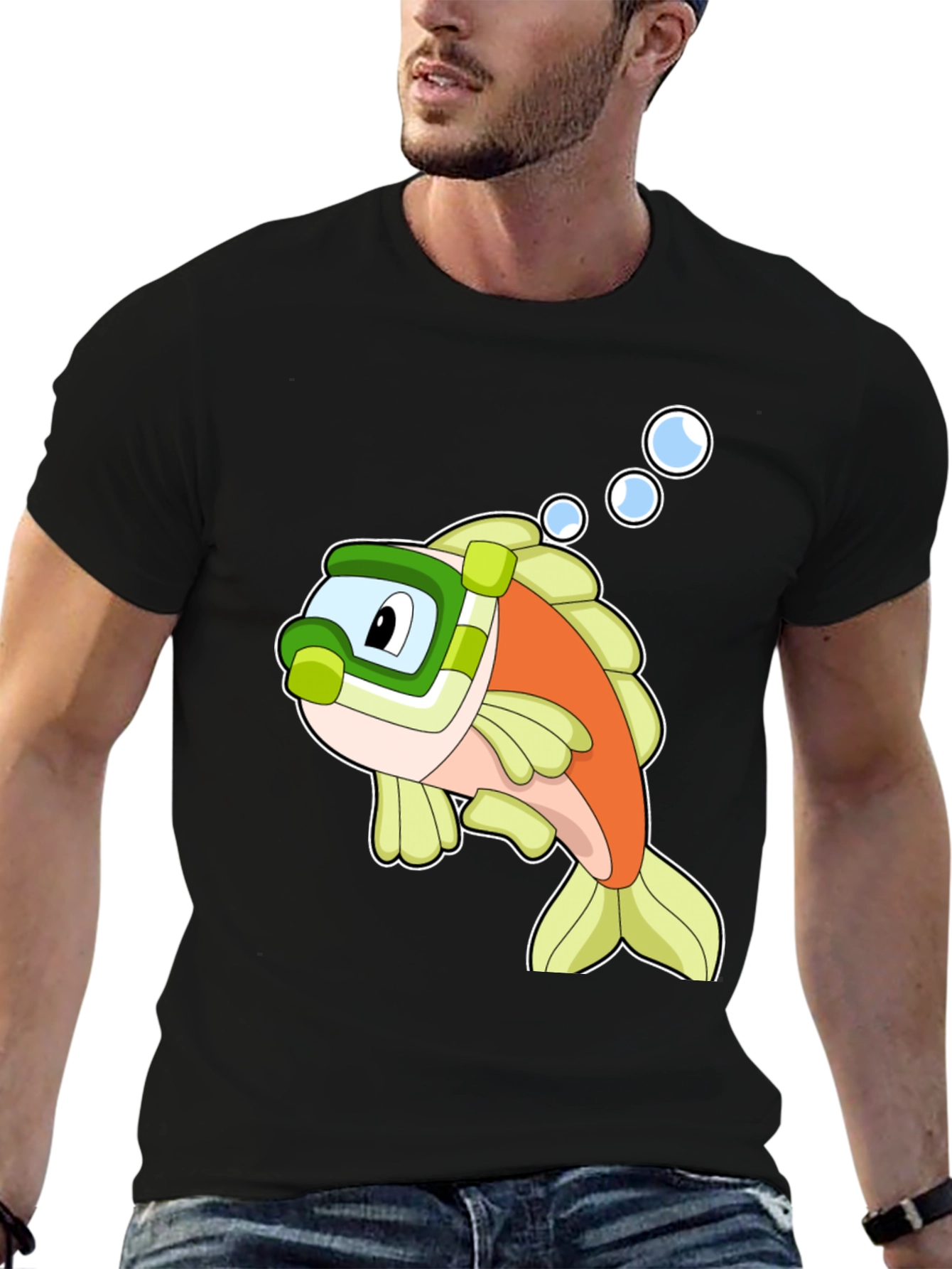 Cartoon Fish Snorkeling T-Shirt