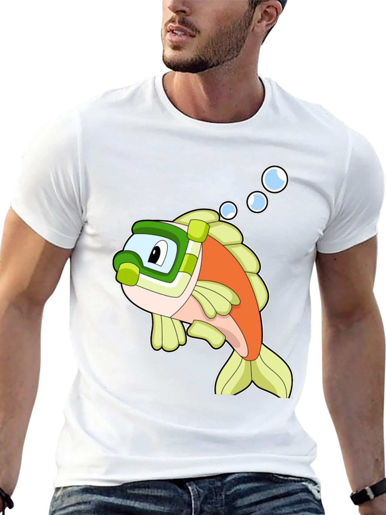 Cartoon Fish Snorkeling T-Shirt