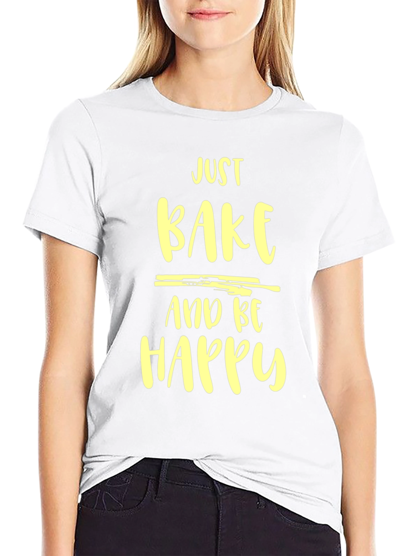Just Bake and Be Happy Black T-Shirt