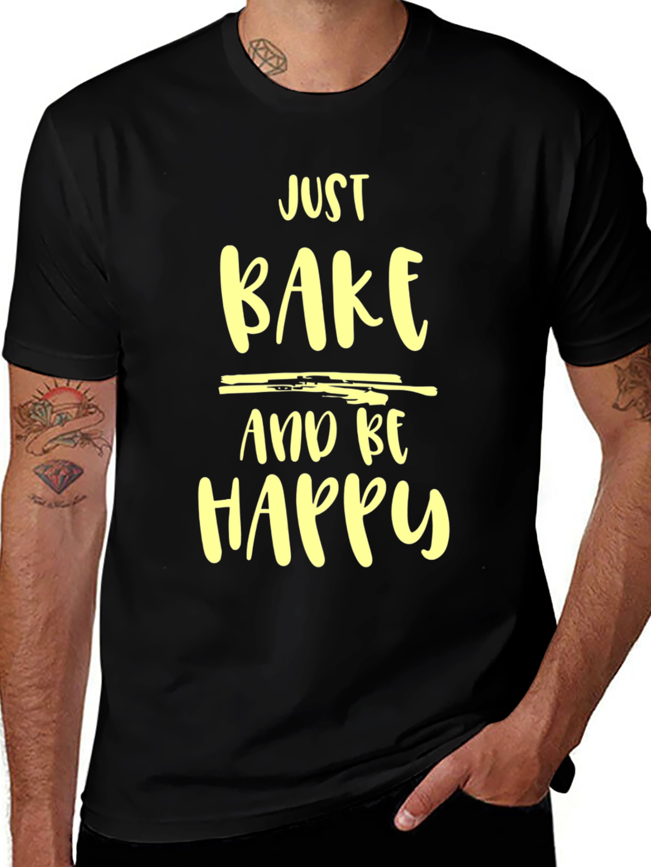 Just Bake and Be Happy Black T-Shirt