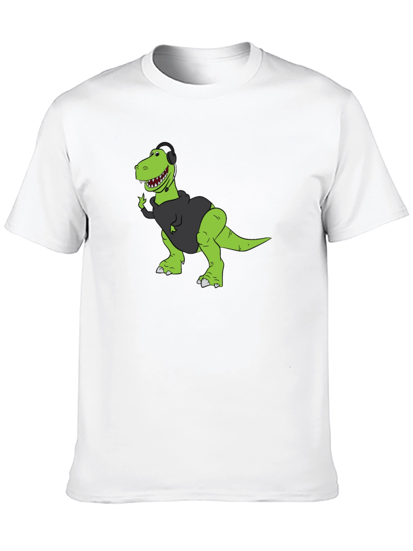 Gamer Dino Graphic Tee - Black Cotton T-Shirt