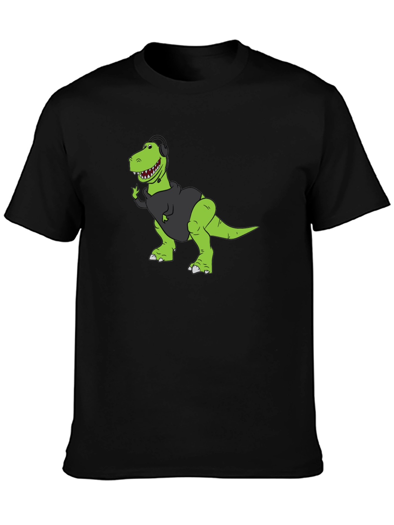 Gamer Dino Graphic Tee - Black Cotton T-Shirt