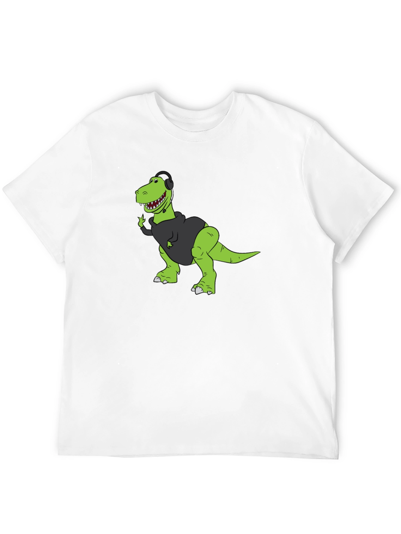 Gamer Dino Graphic Tee - Black Cotton T-Shirt