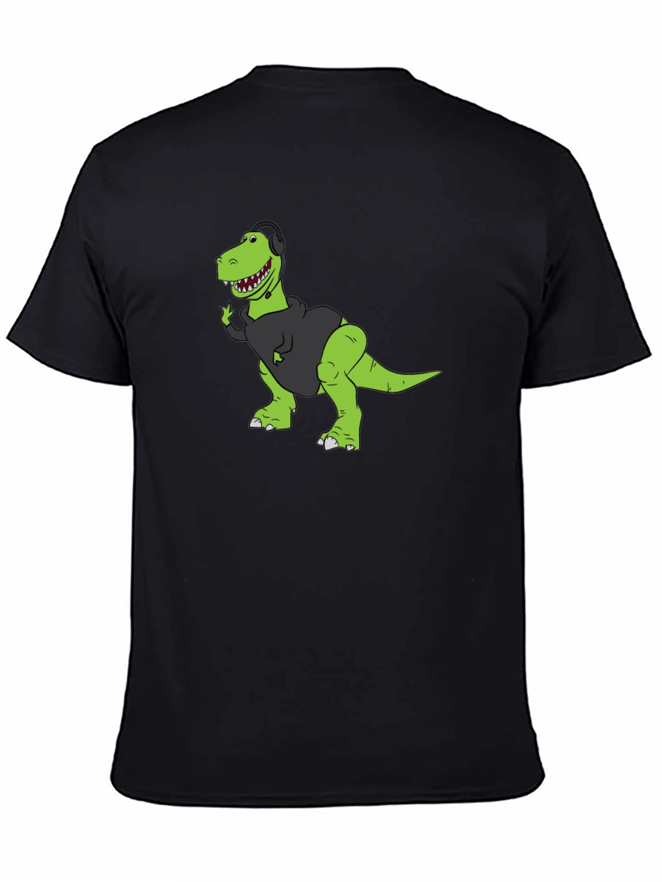 Gamer Dino Graphic Tee - Black Cotton T-Shirt