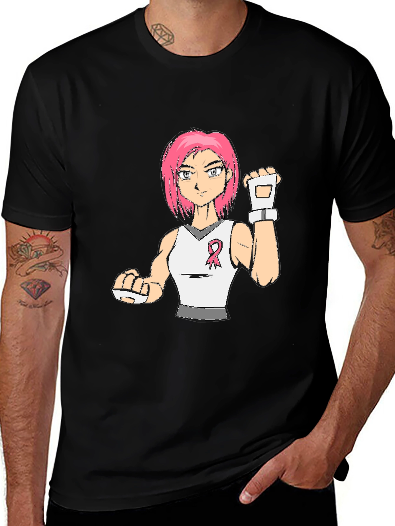 Breast Cancer Awareness Anime Girl T-Shirt