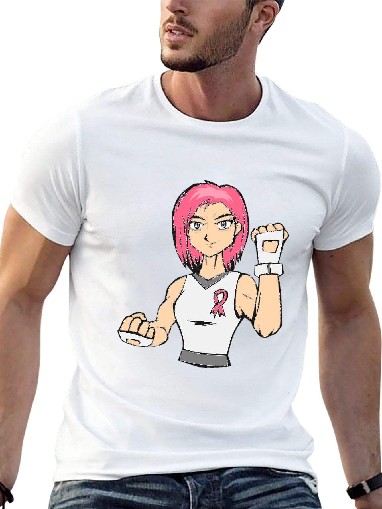 Breast Cancer Awareness Anime Girl T-Shirt