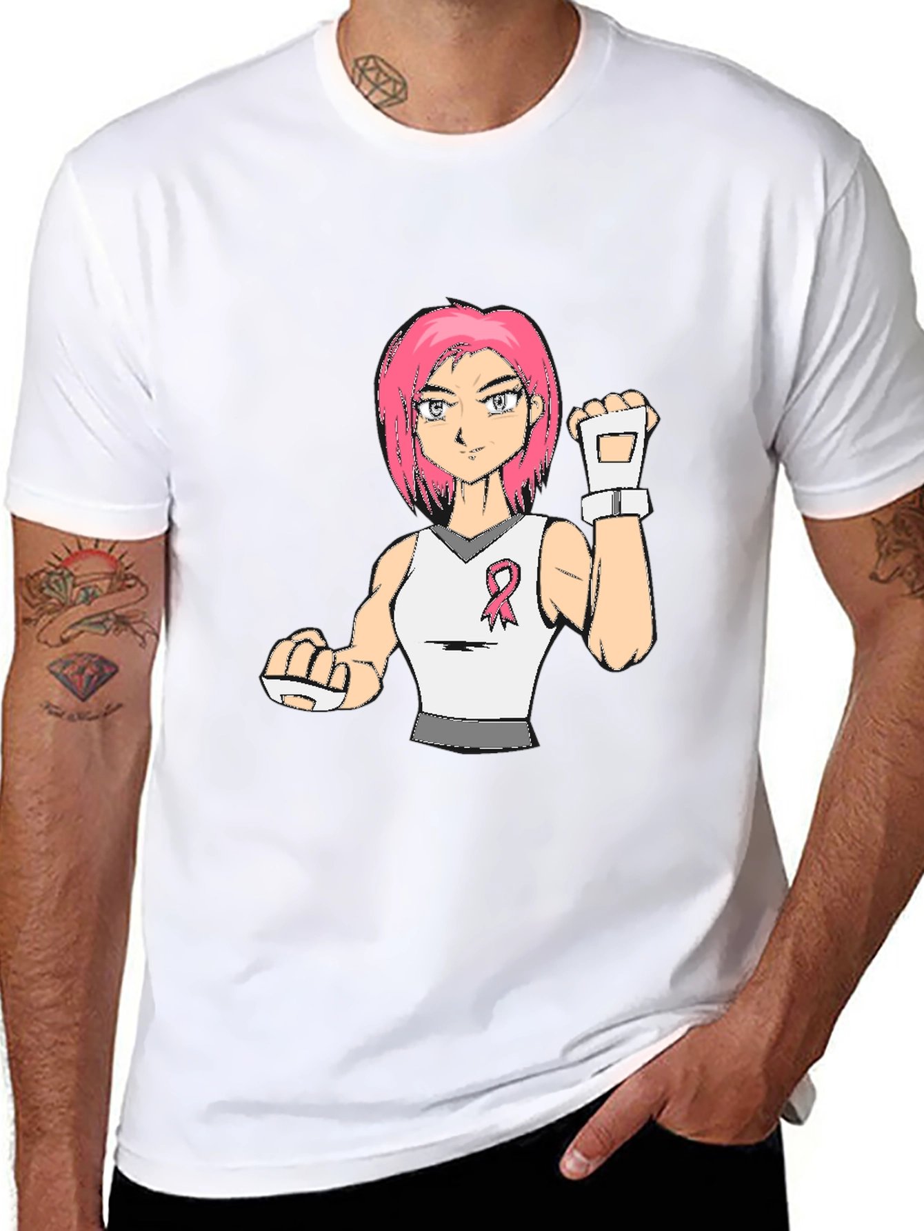 Breast Cancer Awareness Anime Girl T-Shirt