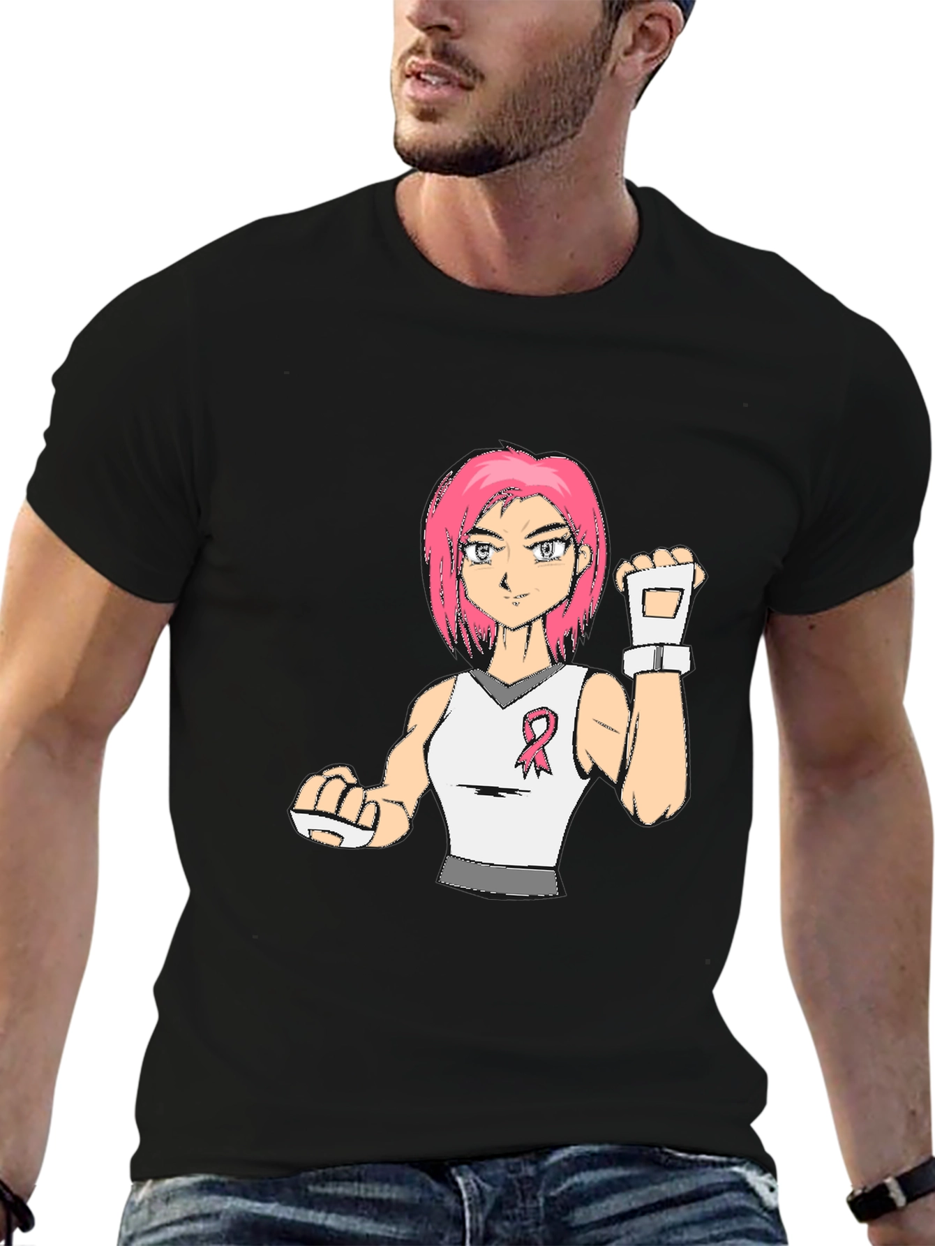Breast Cancer Awareness Anime Girl T-Shirt