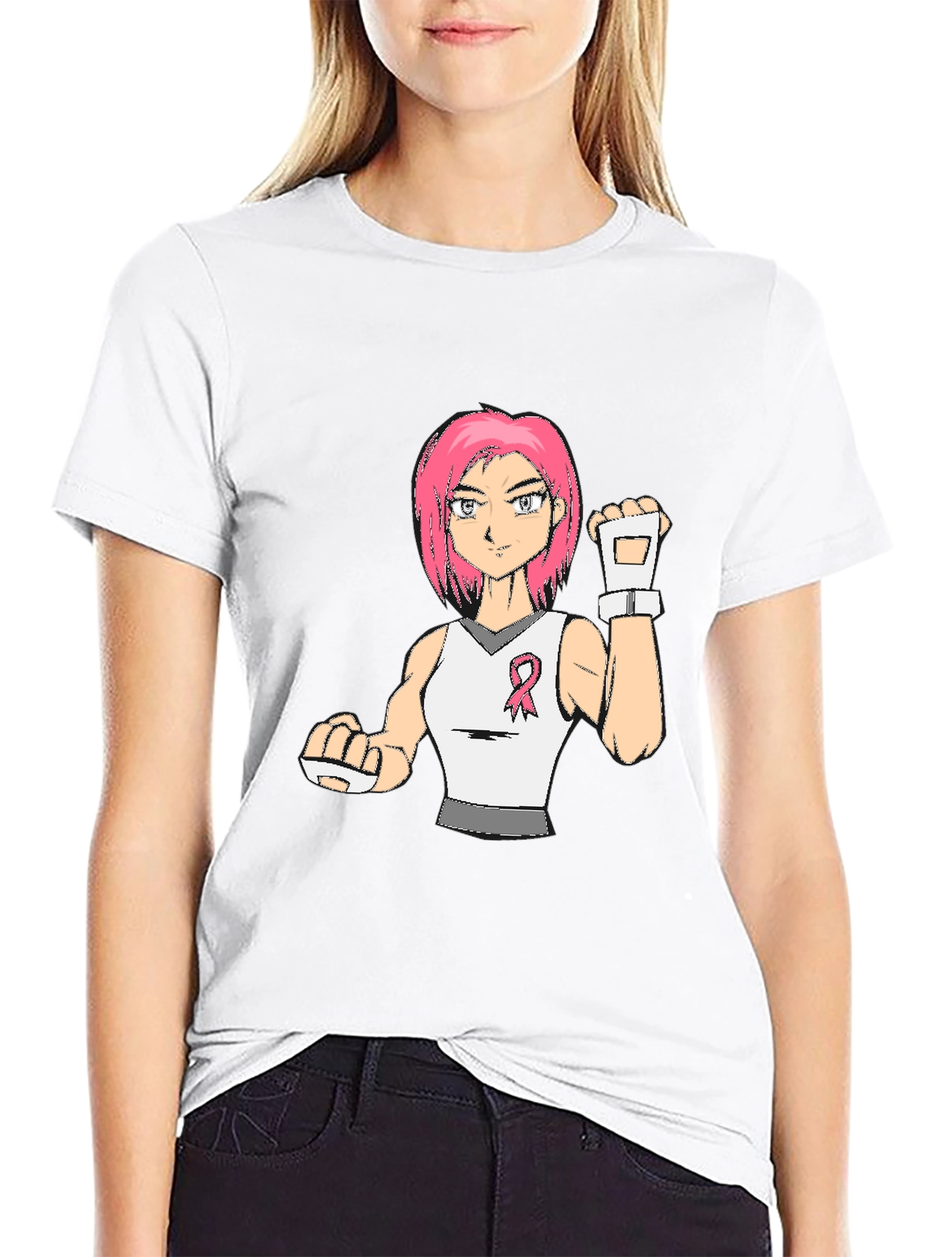 Breast Cancer Awareness Anime Girl T-Shirt