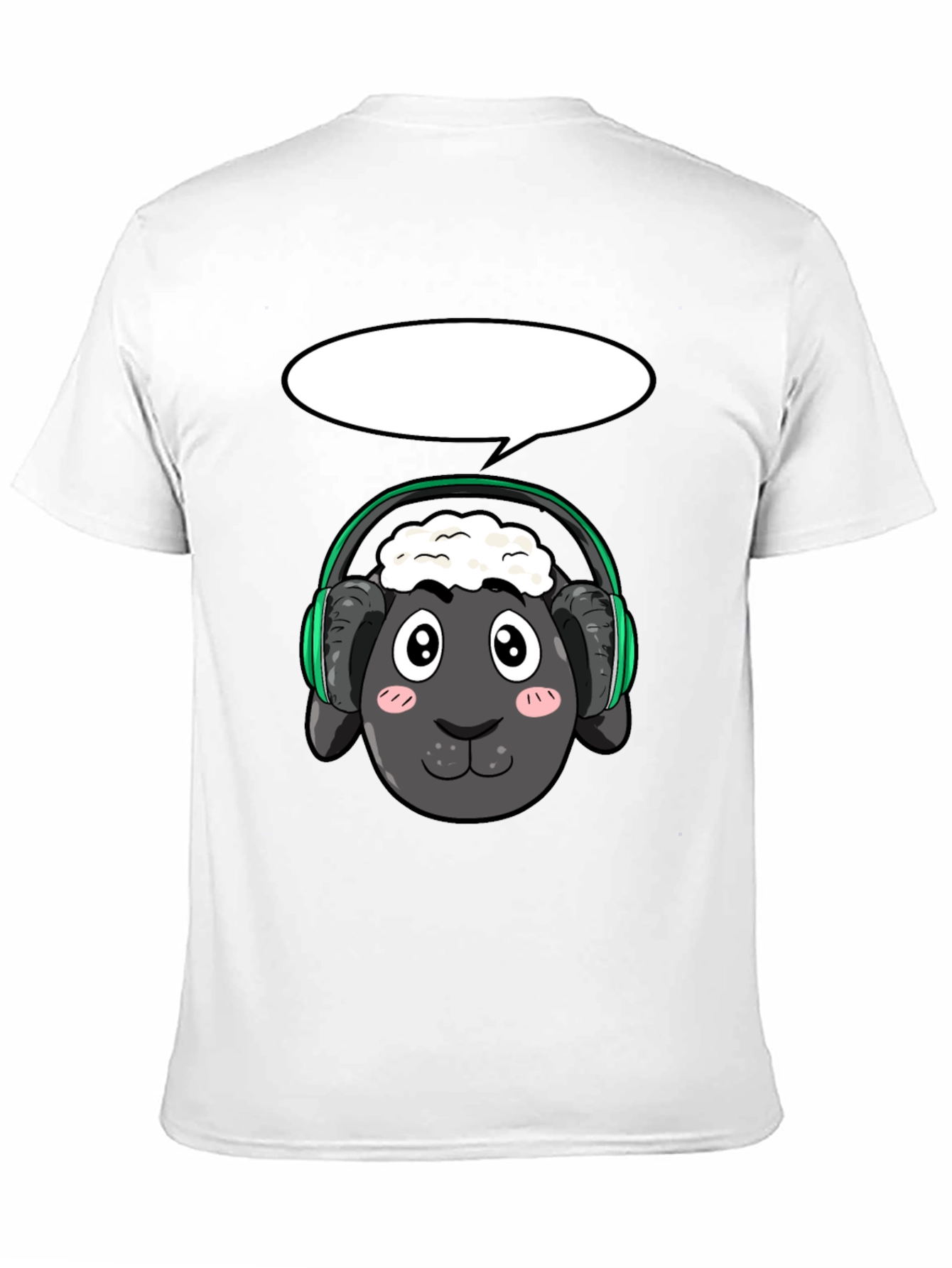 Cool Sheep with Headphones Black T-Shirt