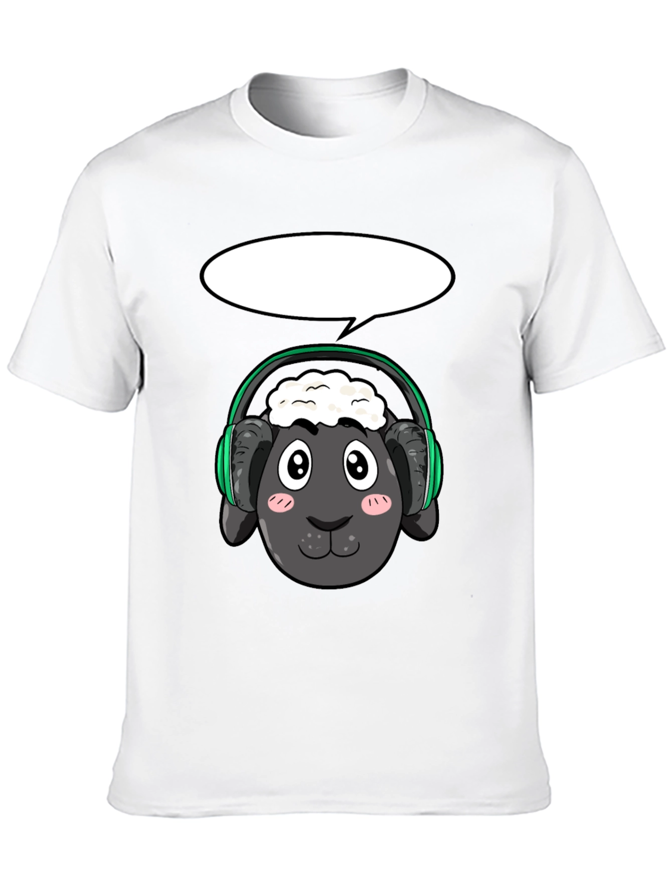 Cool Sheep with Headphones Black T-Shirt
