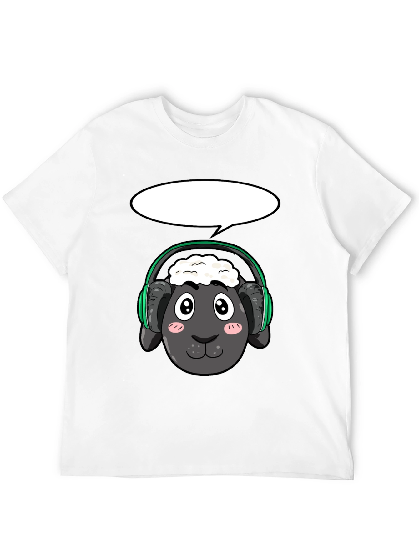 Cool Sheep with Headphones Black T-Shirt