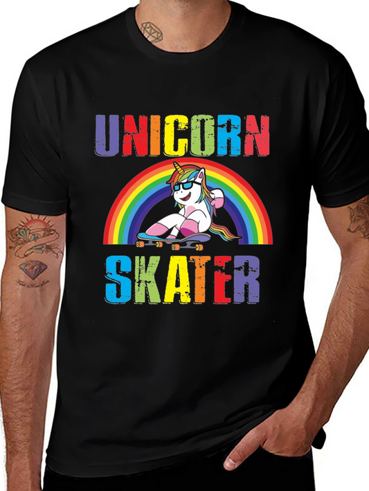 Unicorn Skater Graphic Tee - Colorful Design