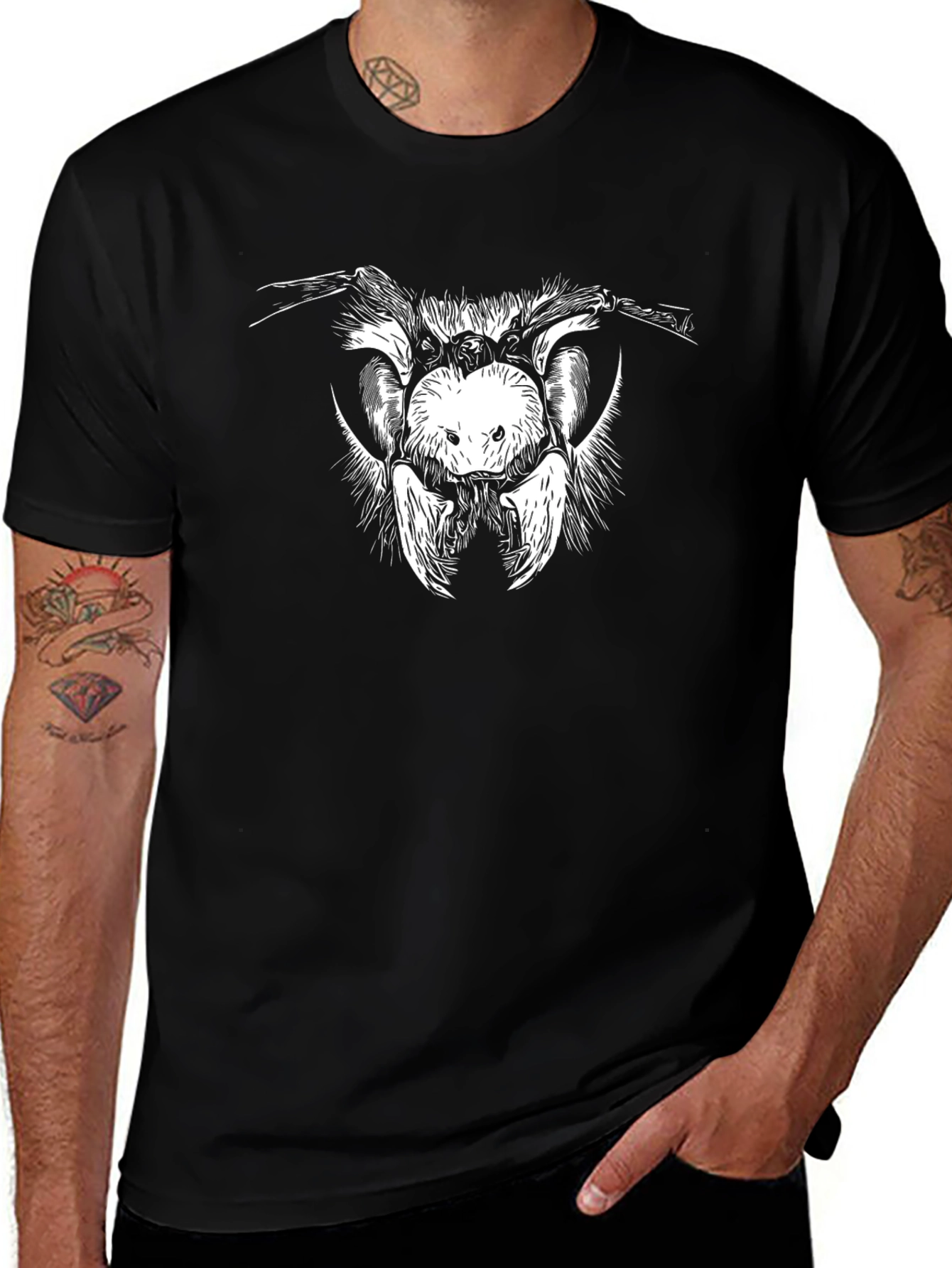 Bee Graphic T-Shirt - Black Cotton Tee