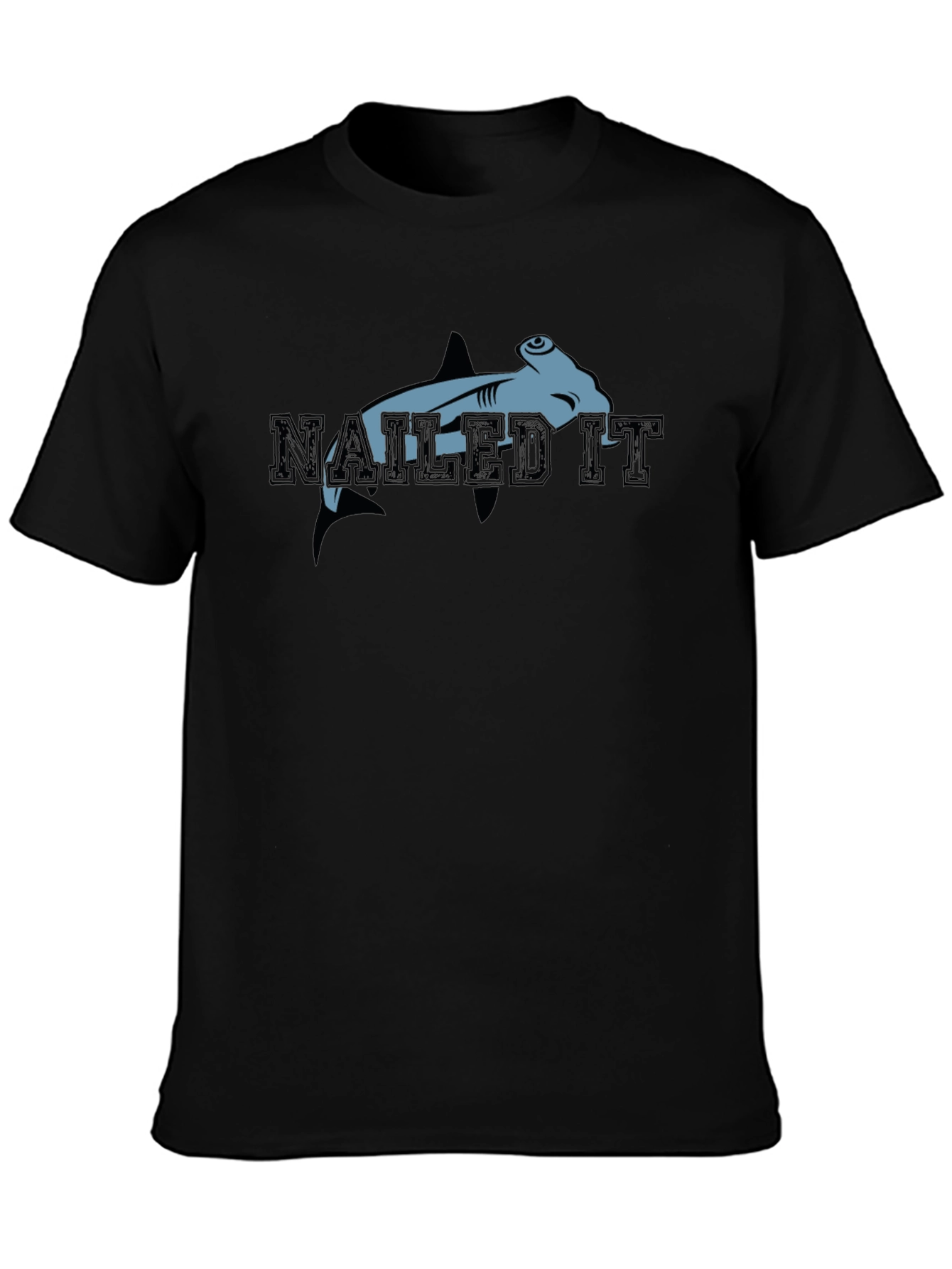 Nailed It Hammerhead Shark Graphic Tee - Black