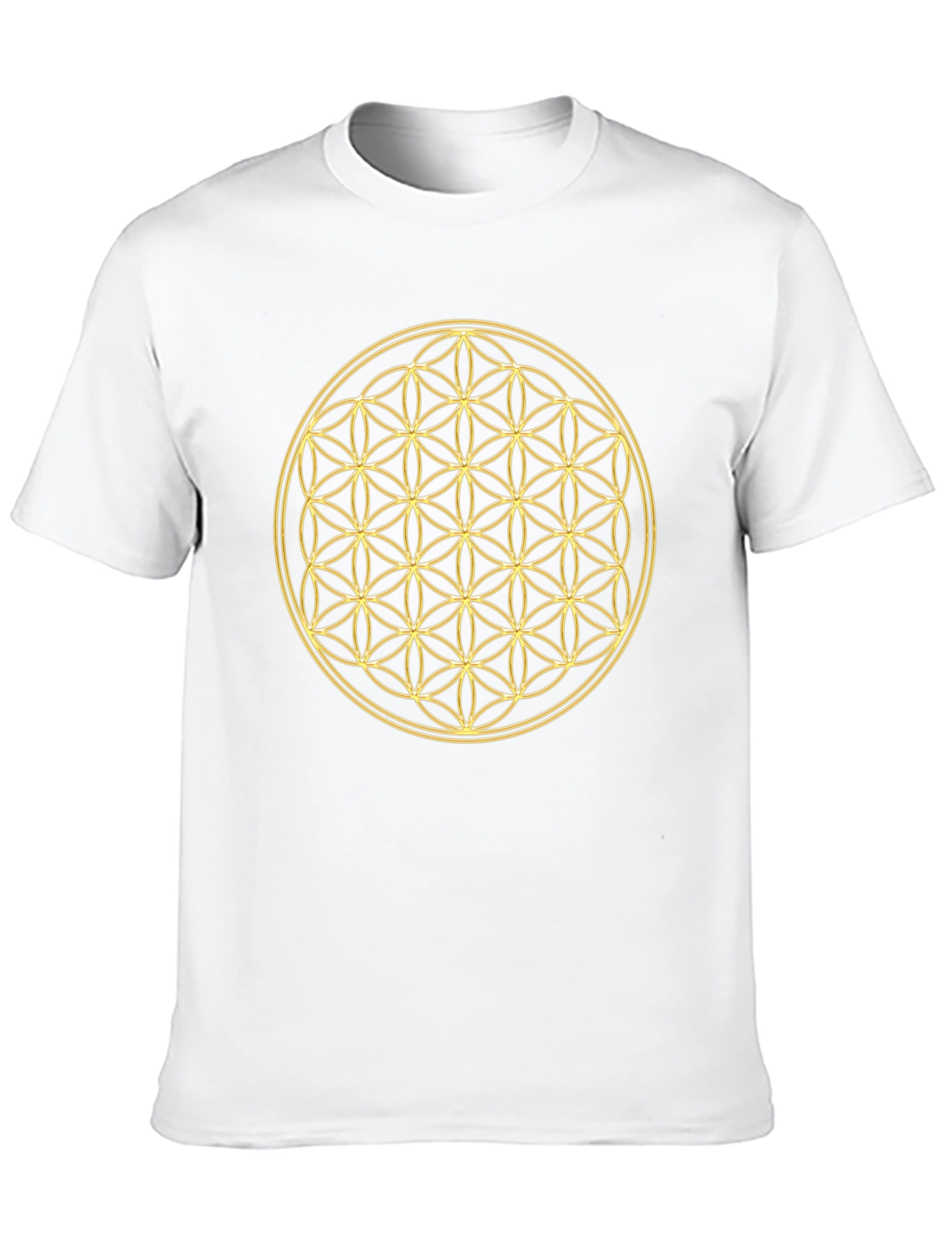 Flower of Life Gold Print Black T-Shirt