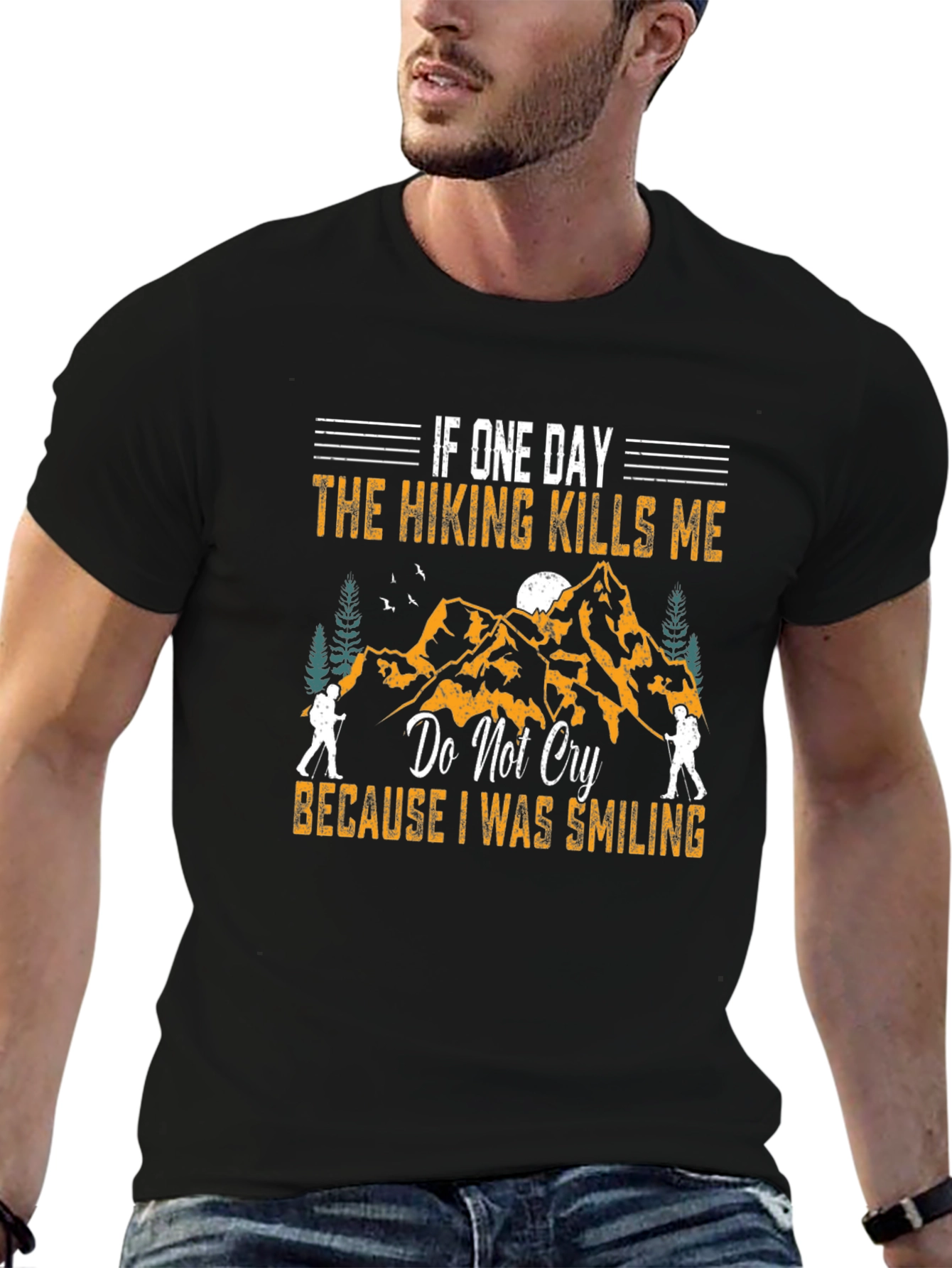 Hiking Kills Me Smiling Graphic T-Shirt