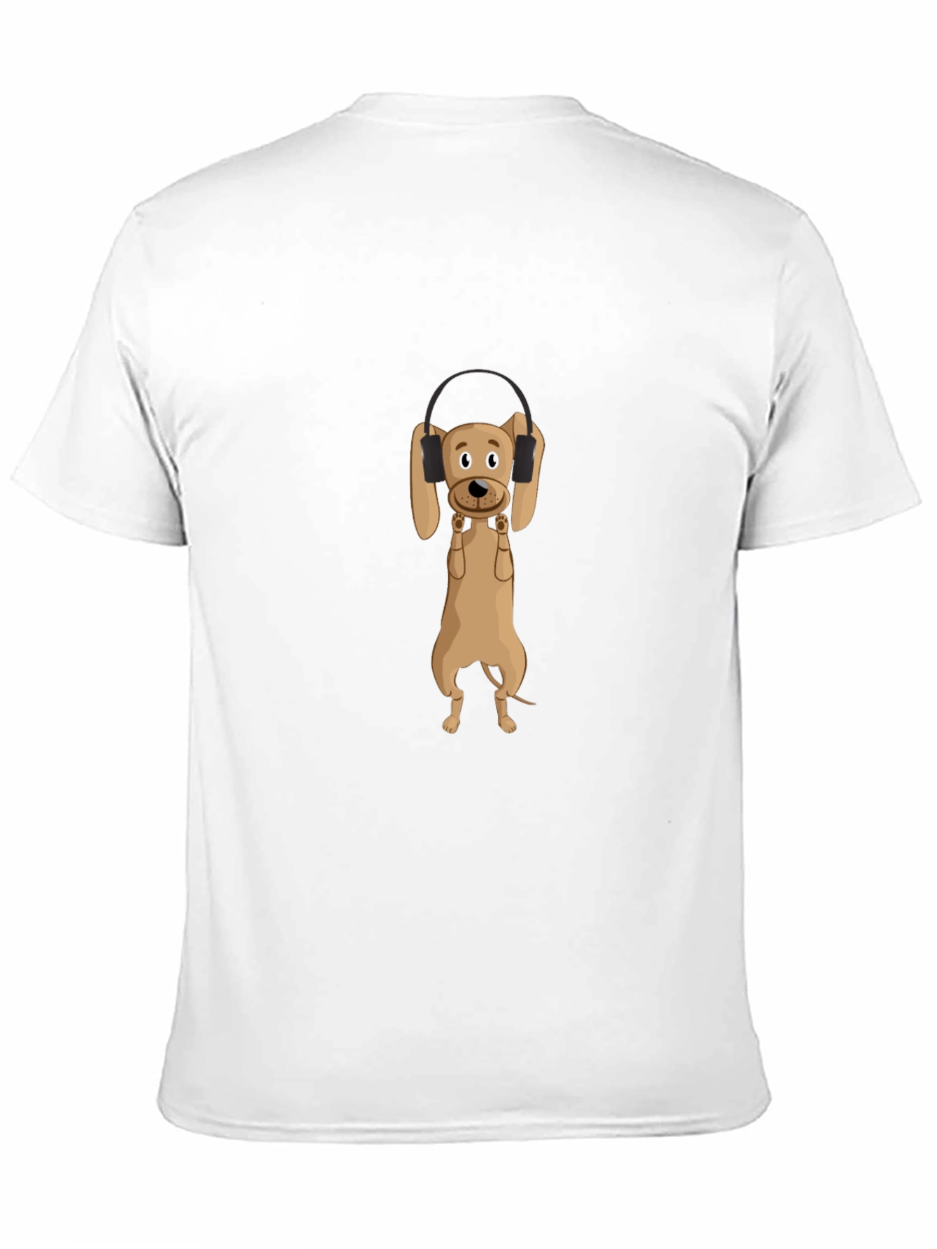 Dog Wearing Headphones Black T-Shirt