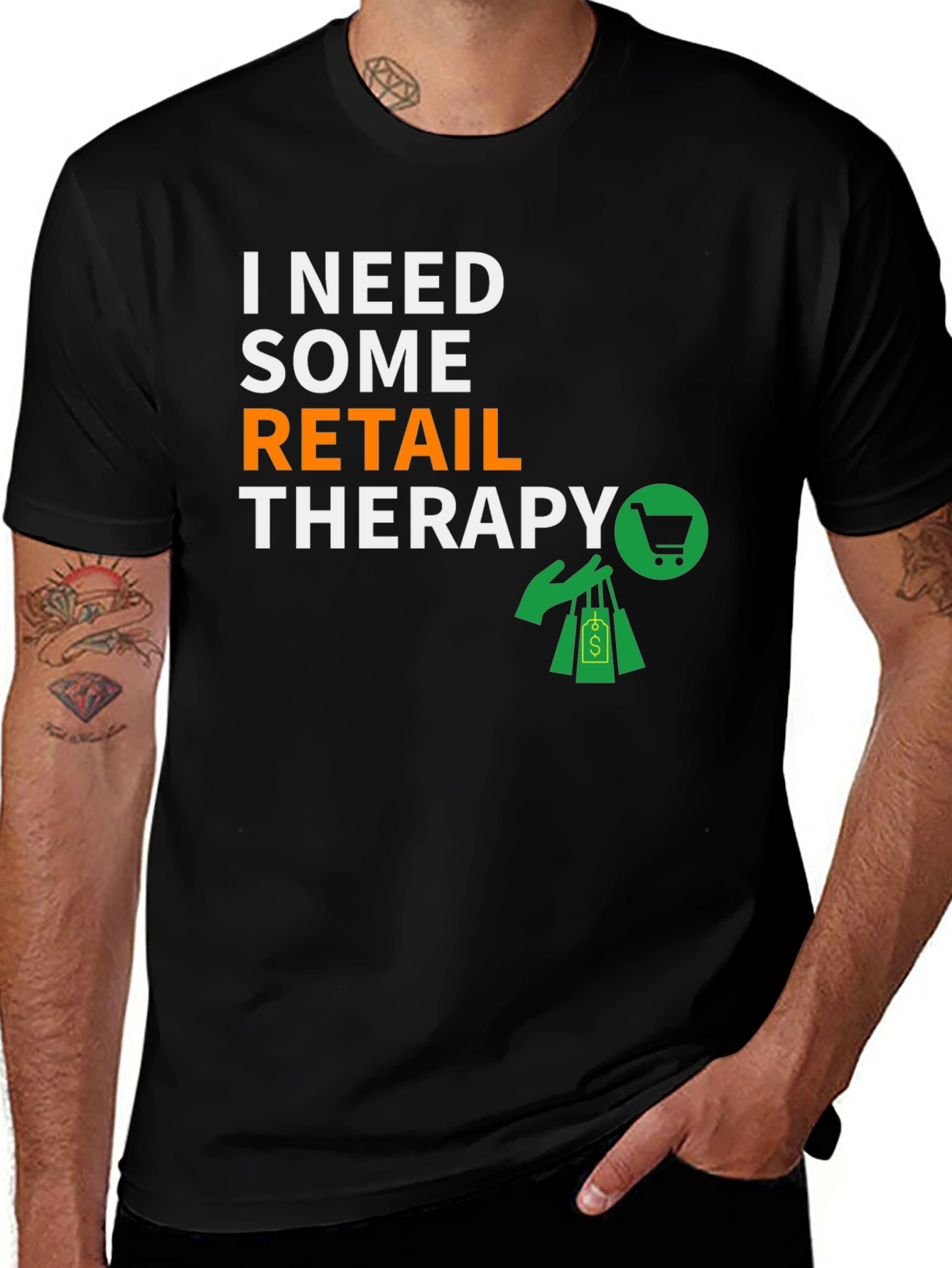 Retail Therapy T-Shirt - Black Graphic Tee