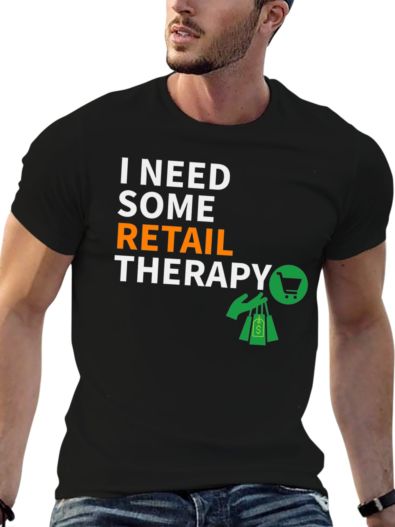 Retail Therapy T-Shirt - Black Graphic Tee