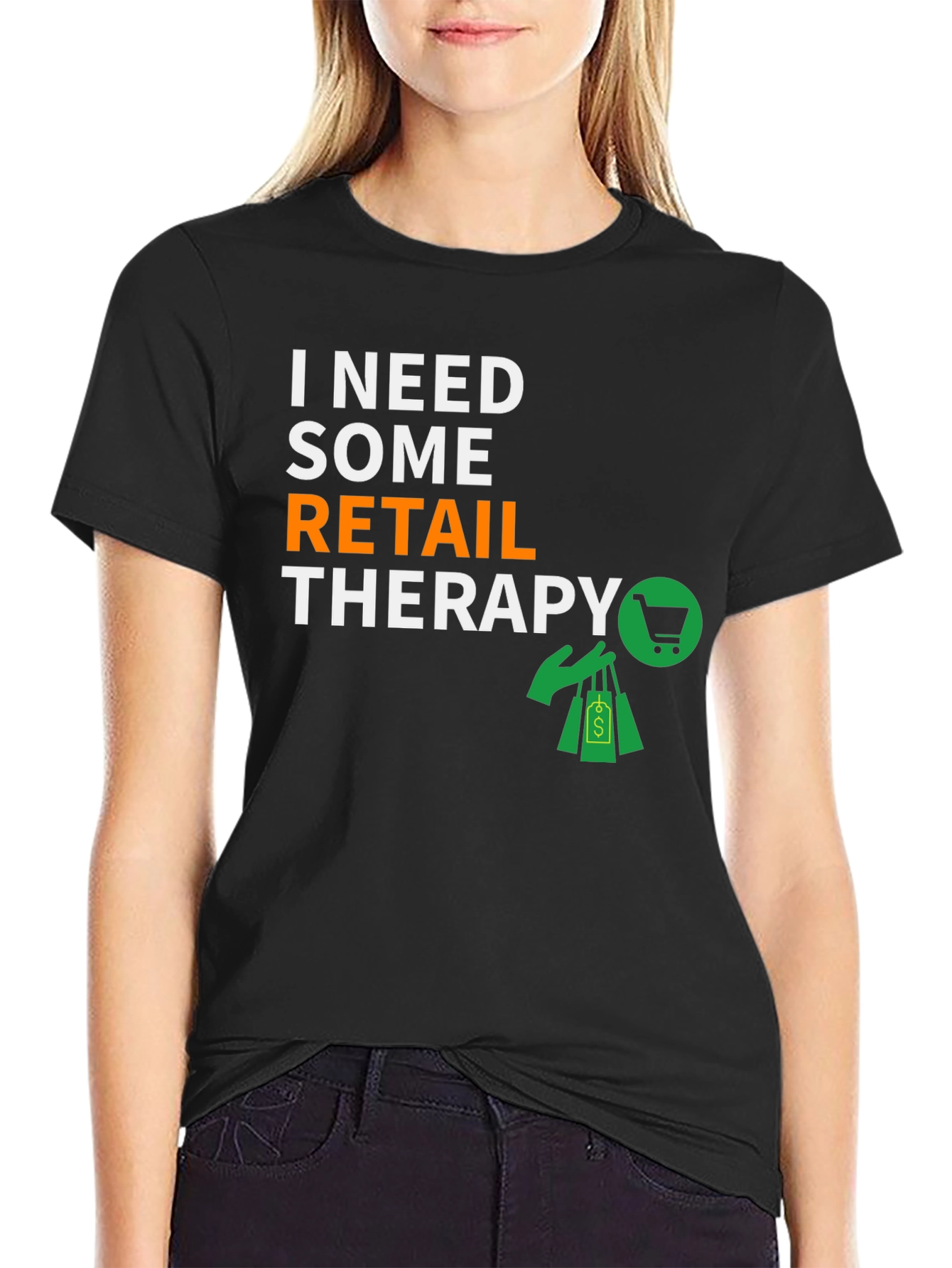 Retail Therapy T-Shirt - Black Graphic Tee