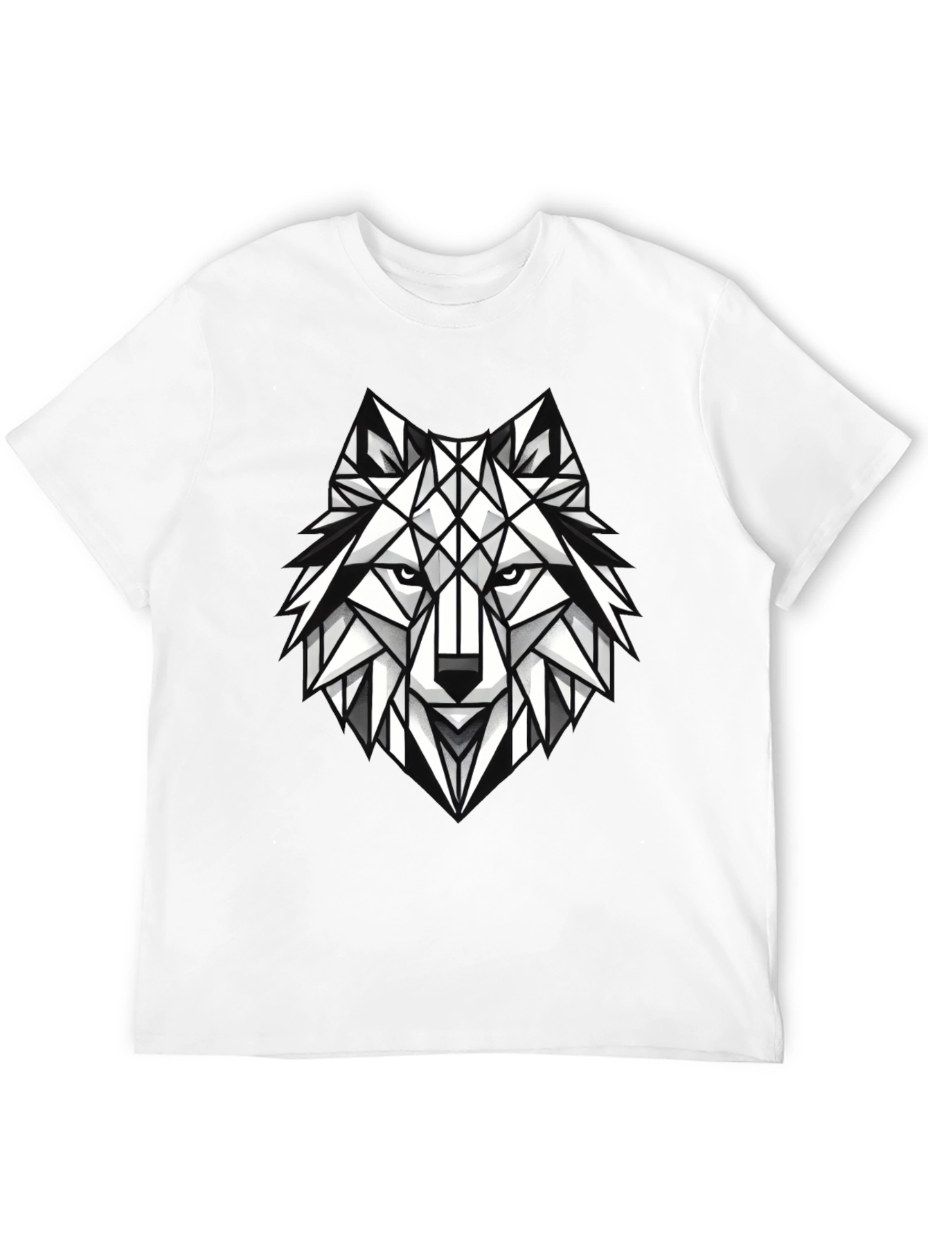 Geometric Wolf Graphic Tee - Modern Black T-Shirt