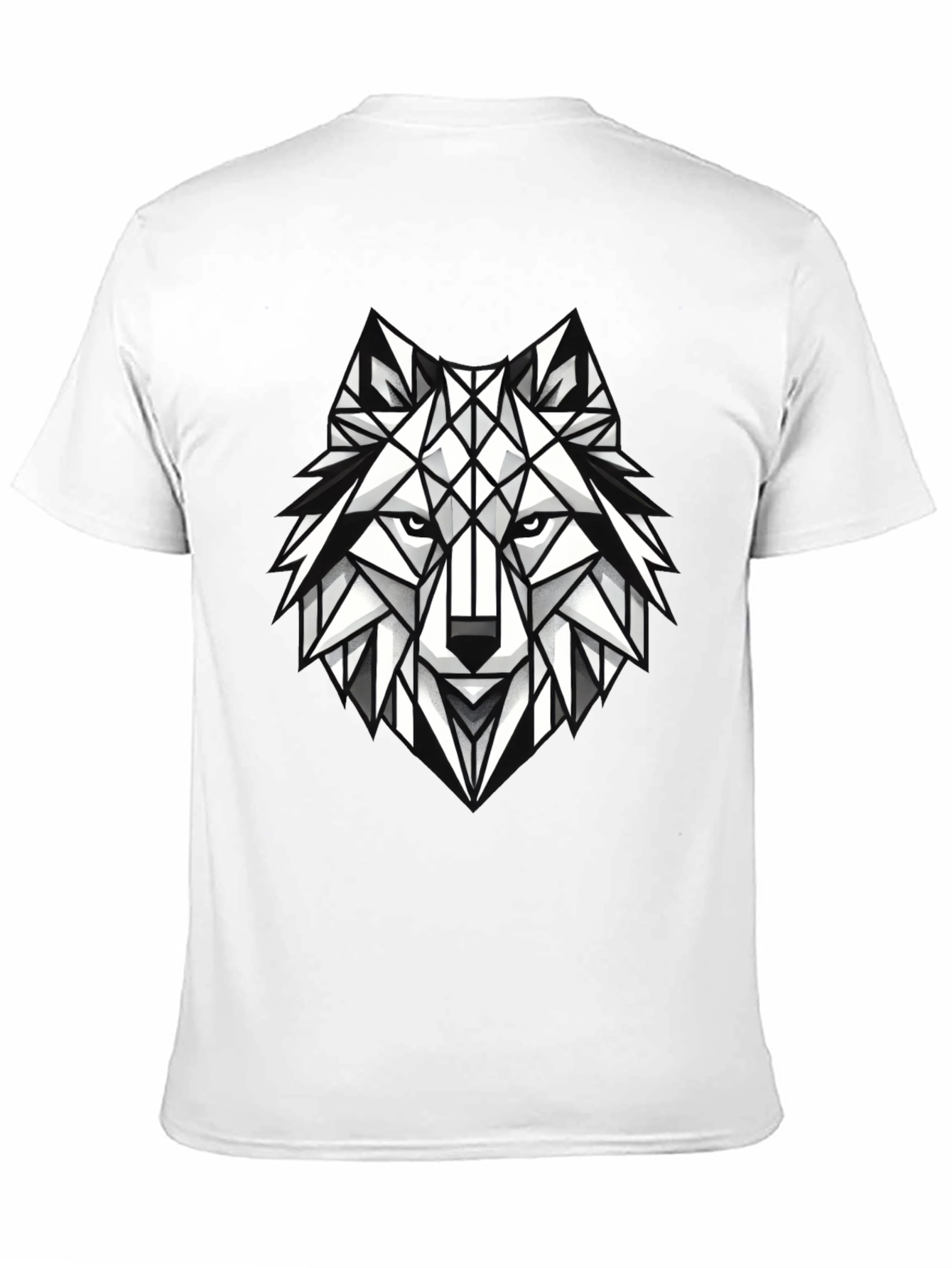 Geometric Wolf Graphic Tee - Modern Black T-Shirt
