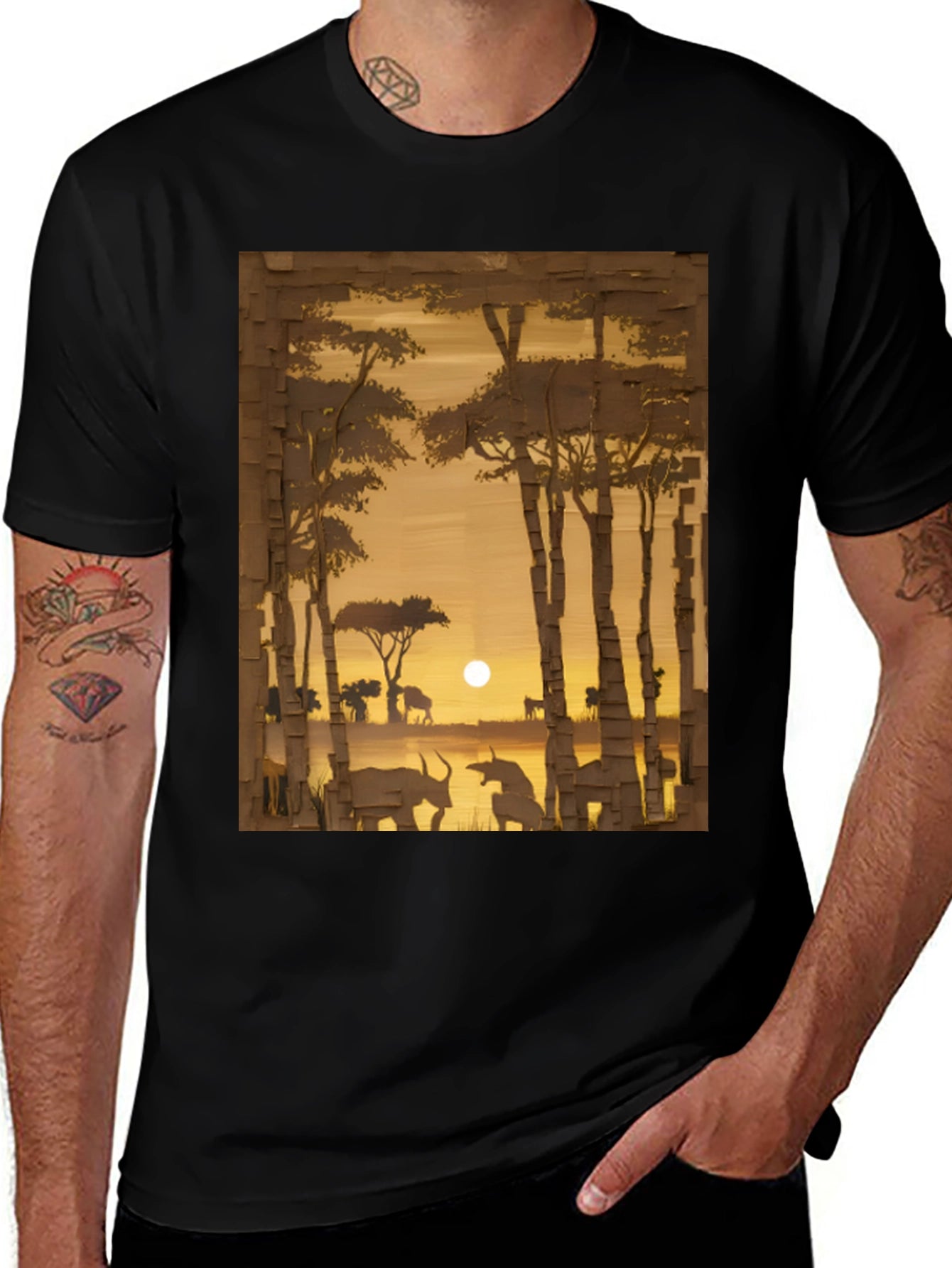 Sunset Safari Graphic Tee - Black