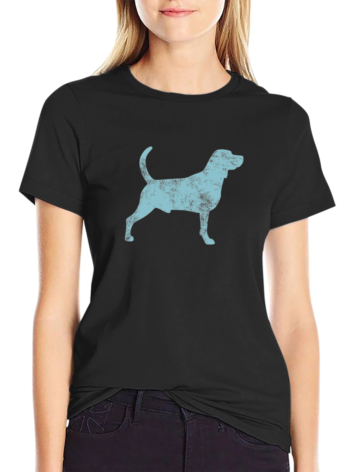 Distressed Dog Graphic Tee - Black