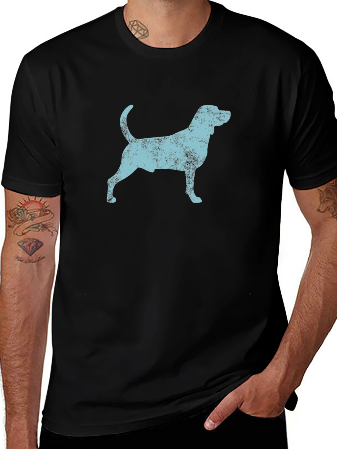Distressed Dog Graphic Tee - Black