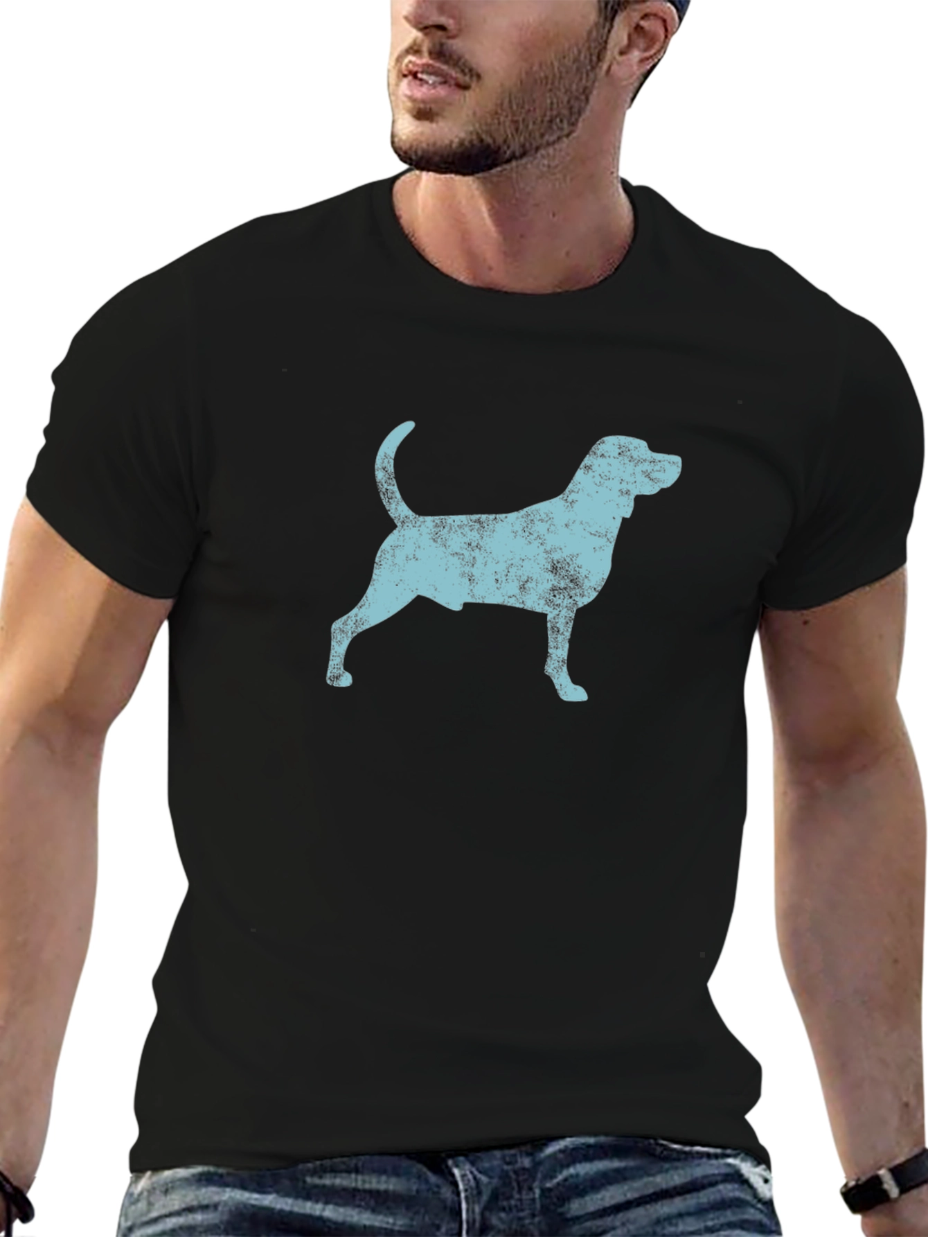 Distressed Dog Graphic Tee - Black