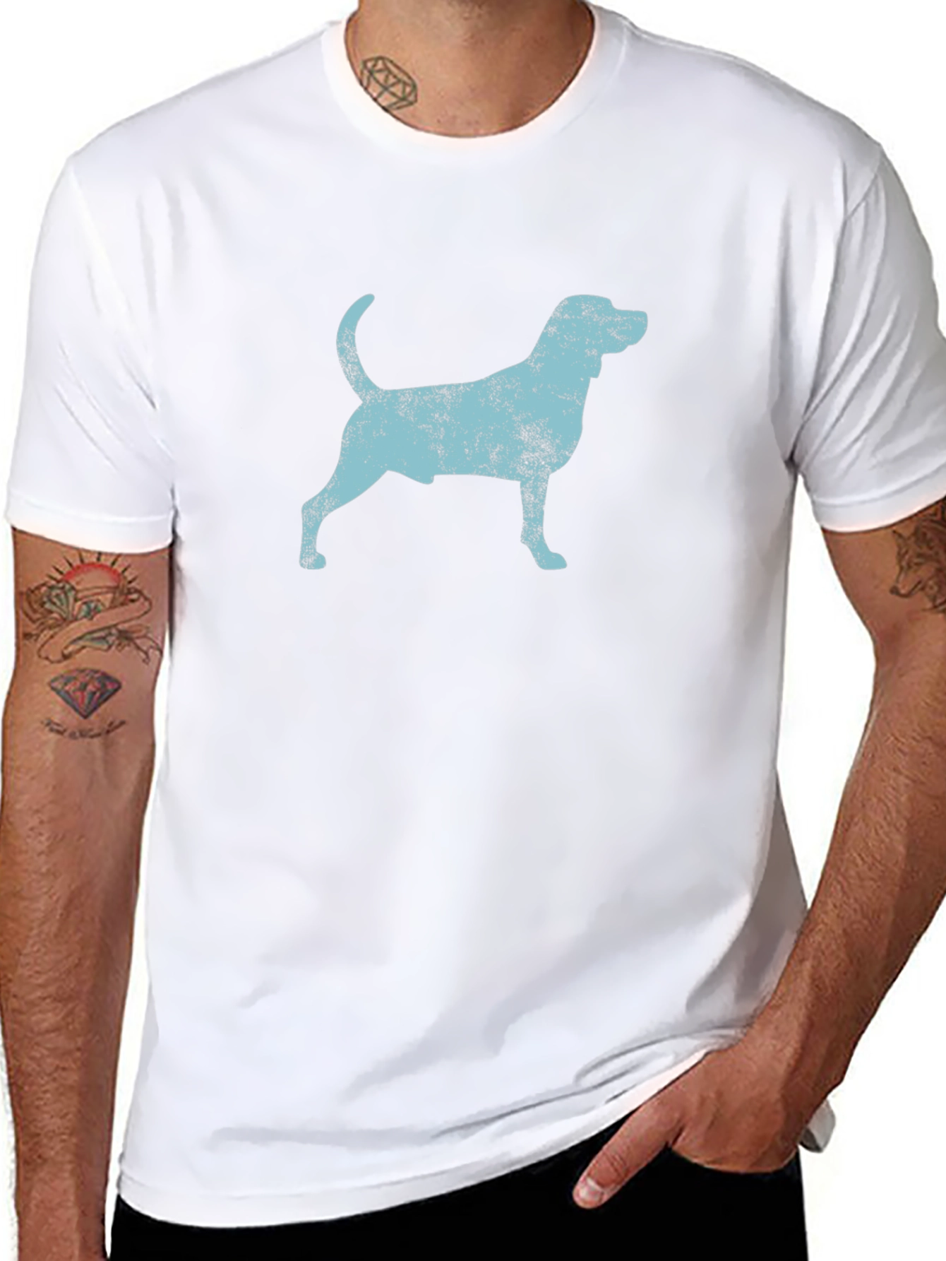 Distressed Dog Graphic Tee - Black