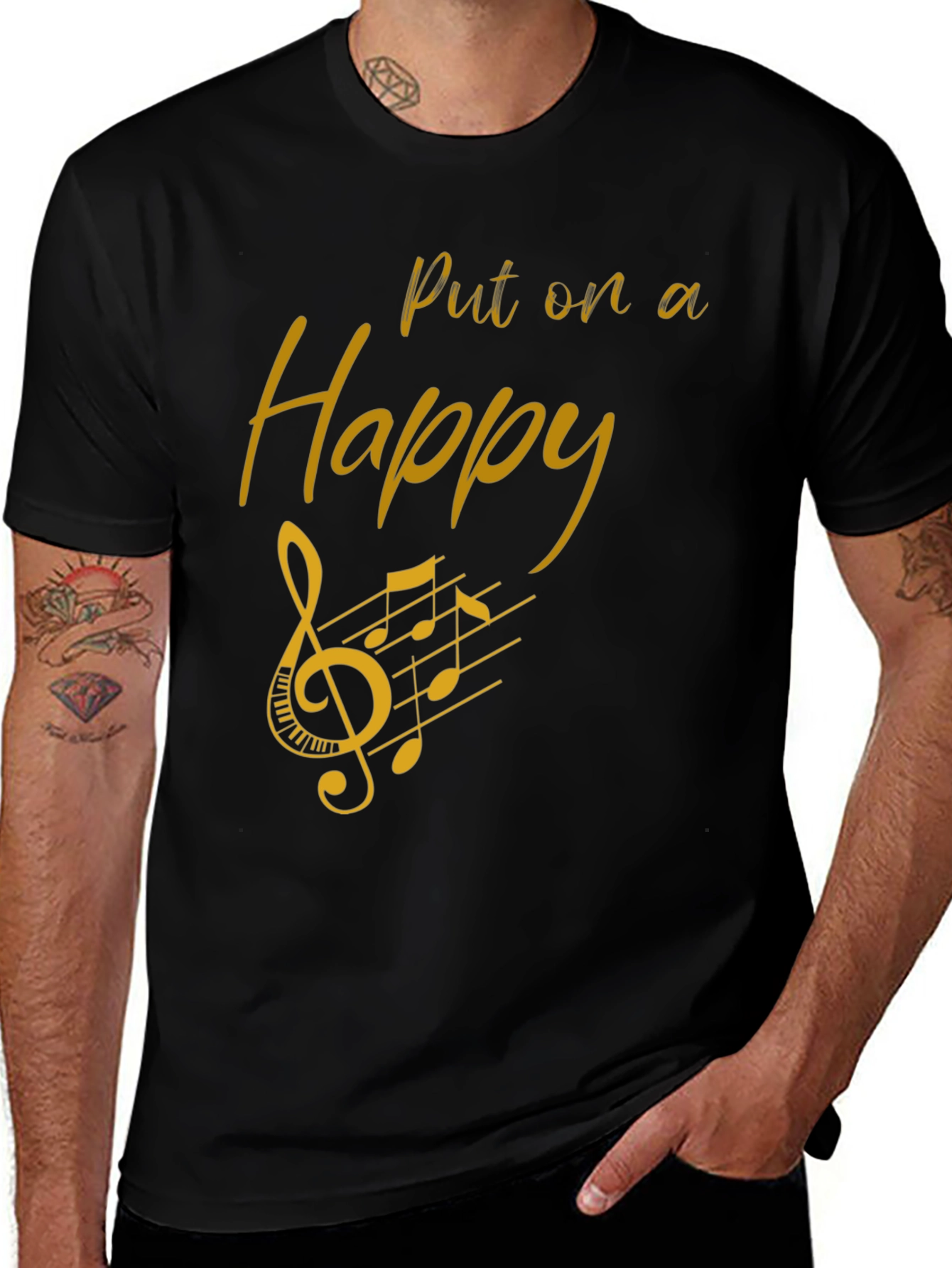 Happy Music Graphic Tee - Black