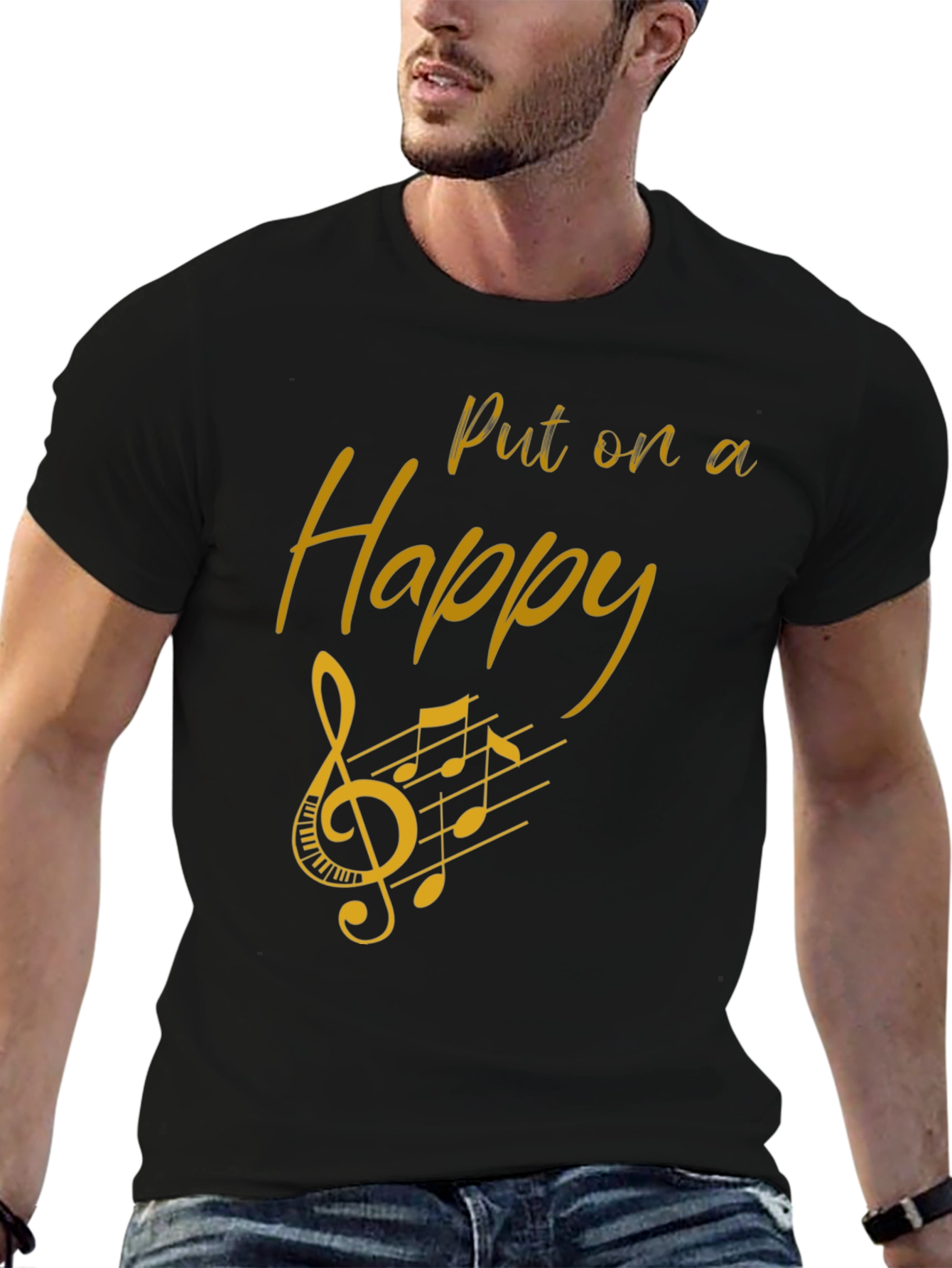 Happy Music Graphic Tee - Black