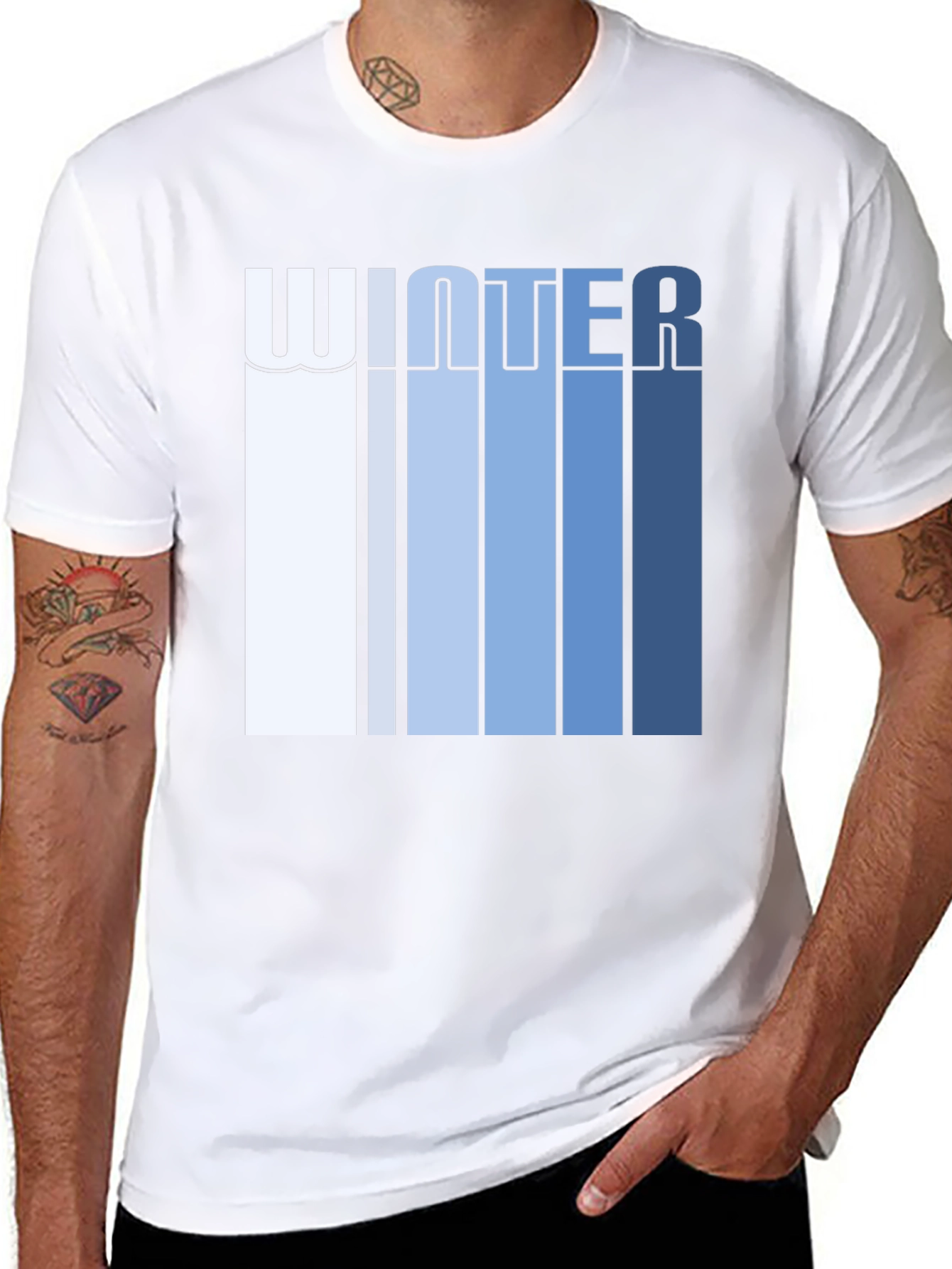 Winter Striped Graphic Tee - Black