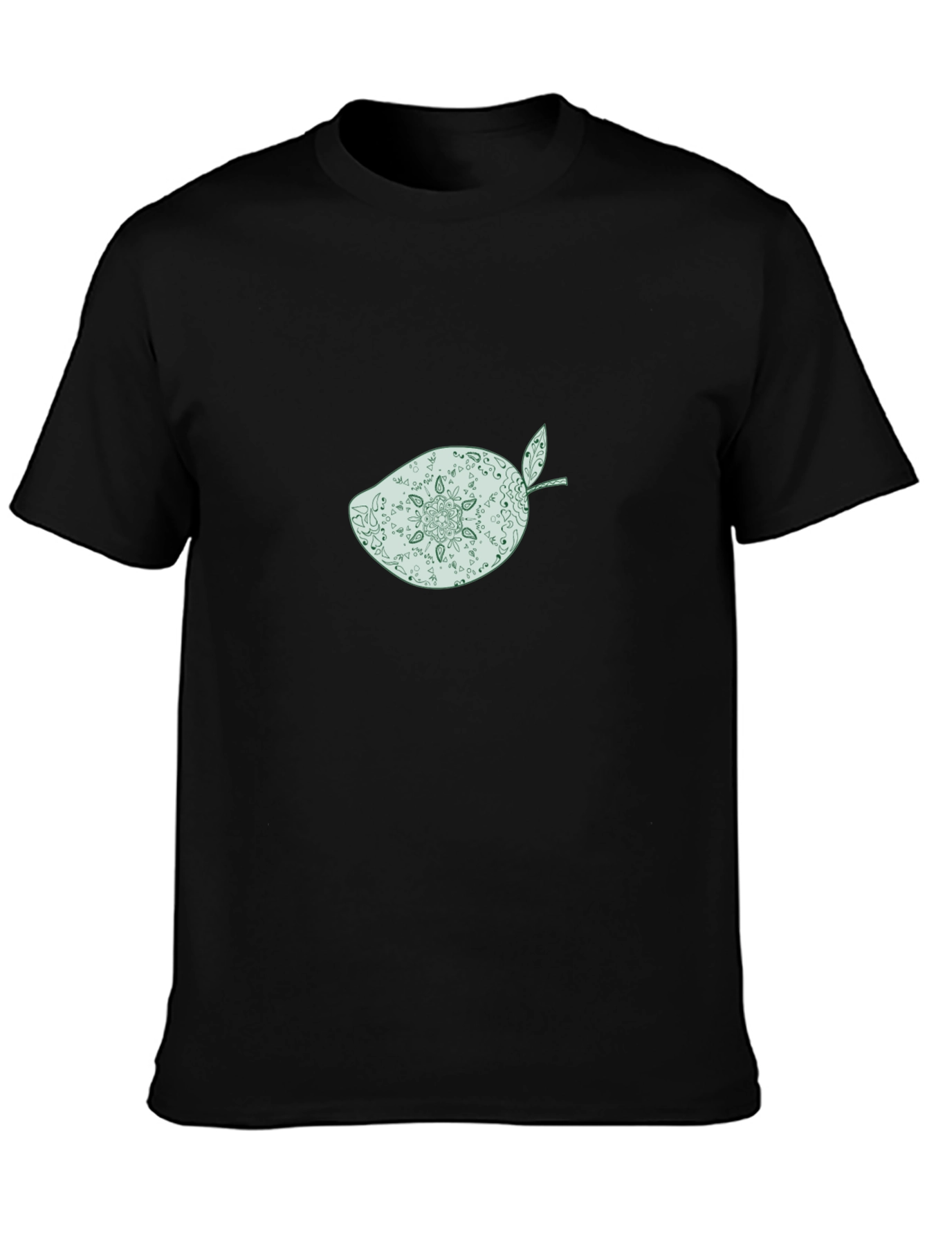 Black T-Shirt with Mango Mandala Graphic