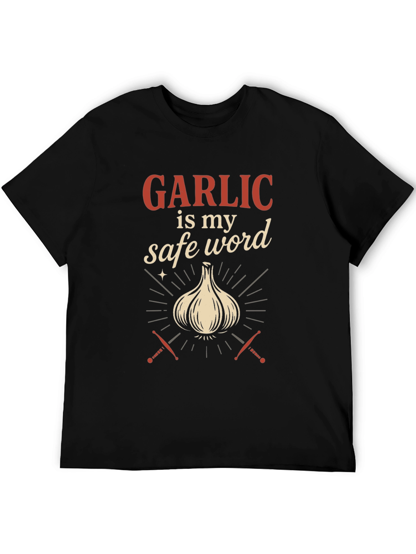 Garlic is My Safe Word Black T-Shirt
