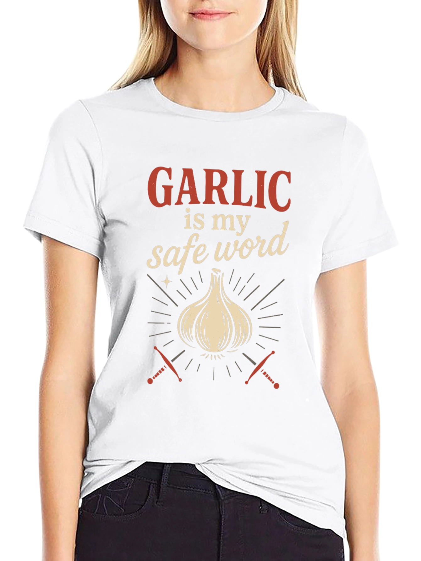 Garlic is My Safe Word Black T-Shirt