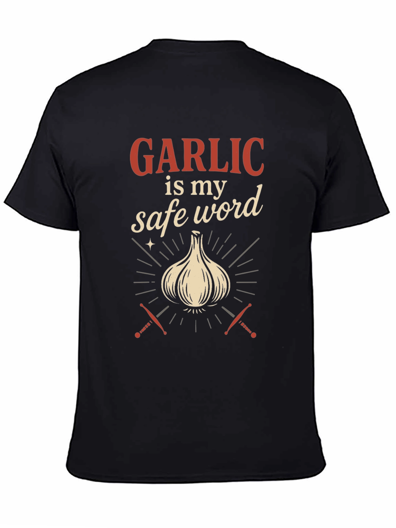 Garlic is My Safe Word Black T-Shirt