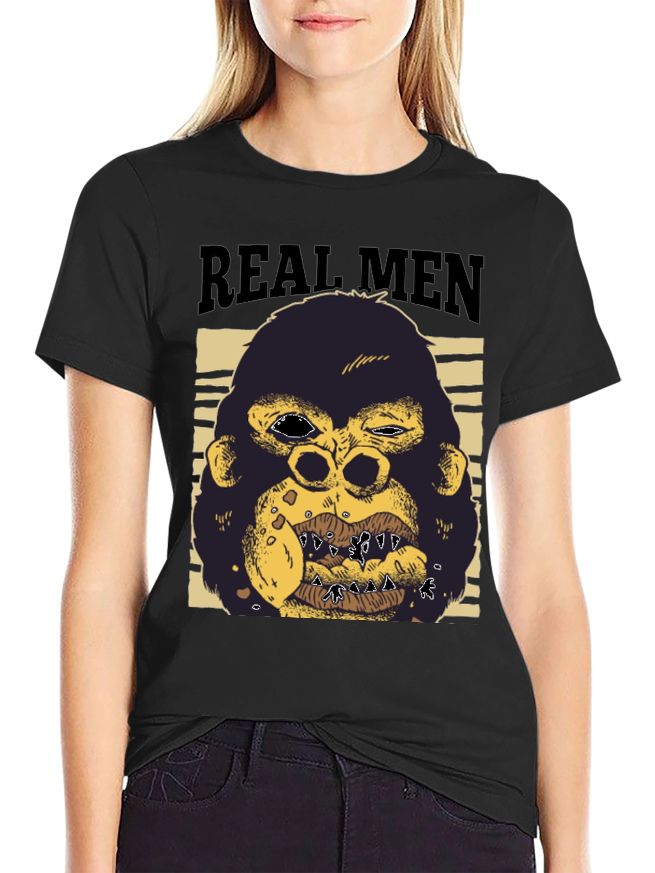 Real Men Gorilla Graphic T-Shirt - Black